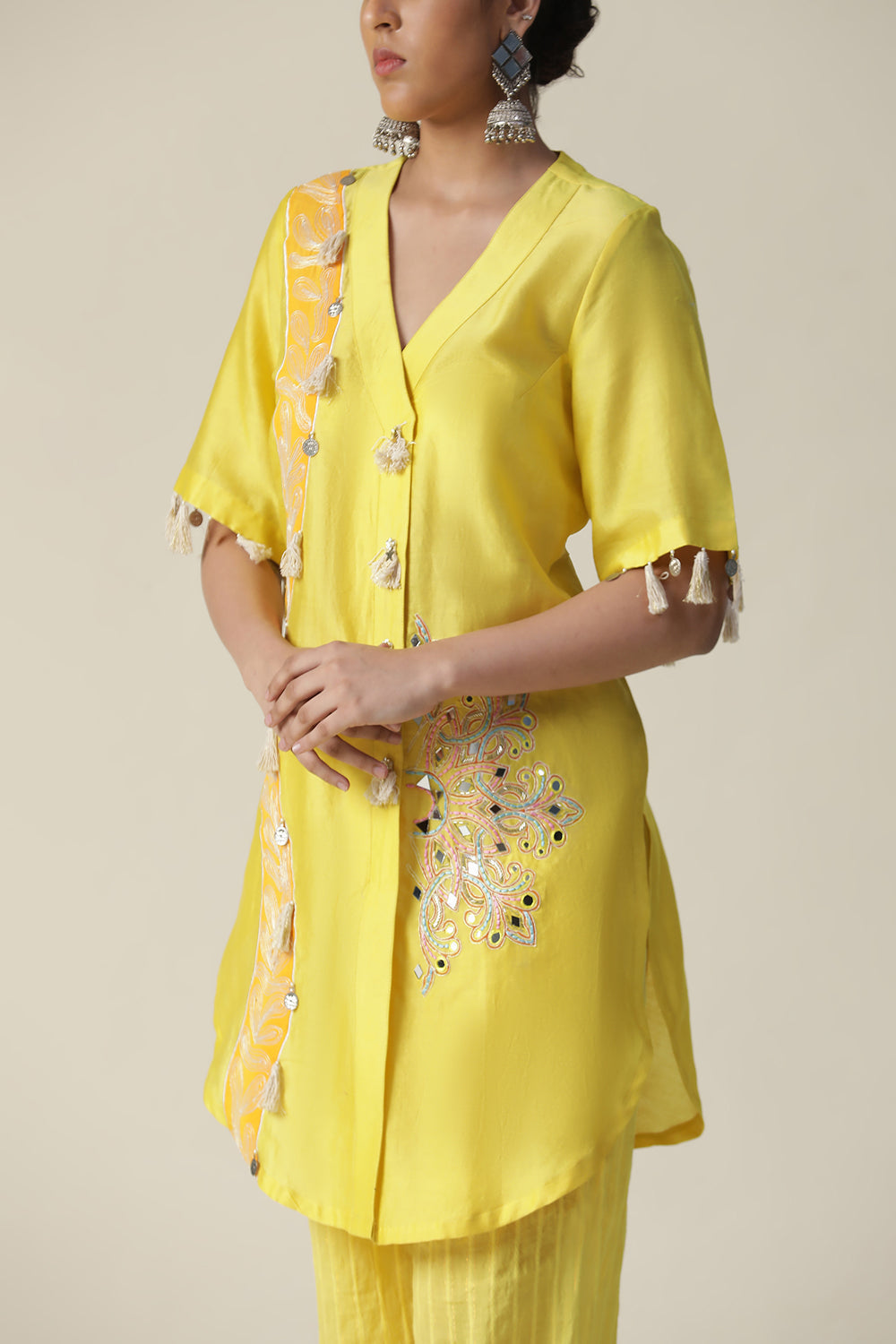 Jaune Mimosa Hand Painted Cord Set - Auraya Fashion - - #tag1# - #tag2# - #tag3# - #tag3#