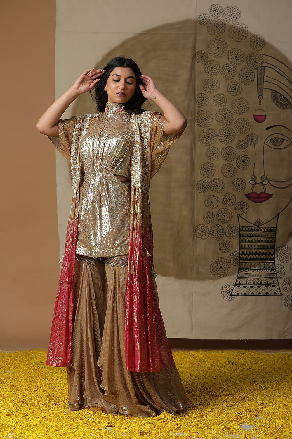 Dusty Gold Palazzo Set - Auraya Fashion - - #tag1# - #tag2# - #tag3# - #tag3#