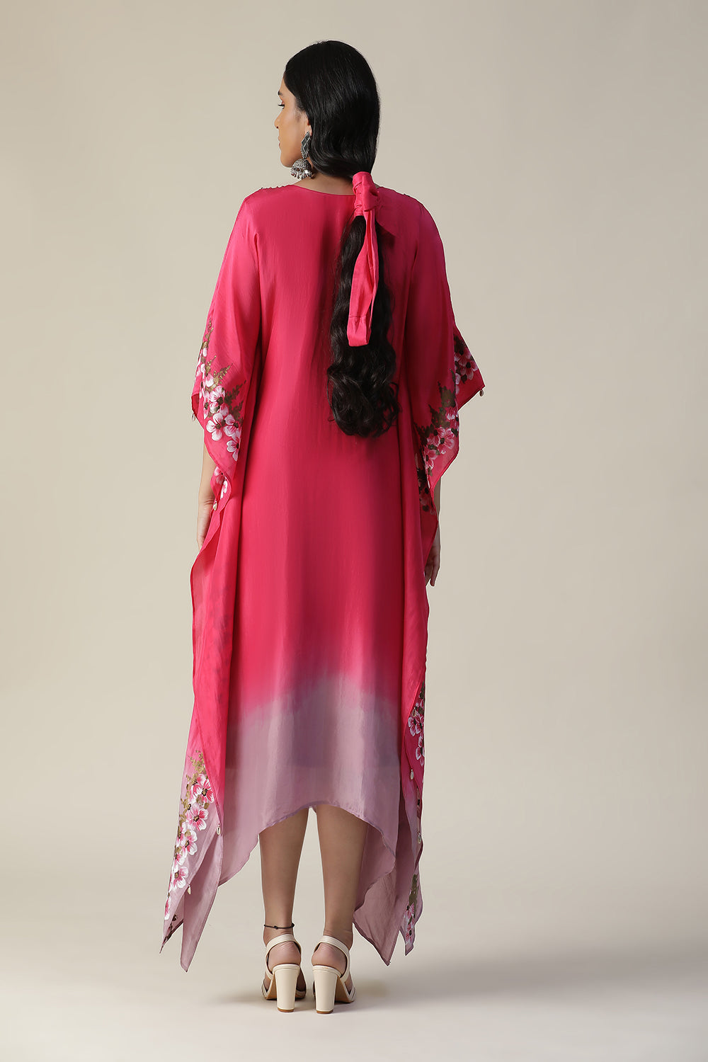 Hot Pink Hand Painted Kaftan - Auraya Fashion - - #tag1# - #tag2# - #tag3# - #tag3#