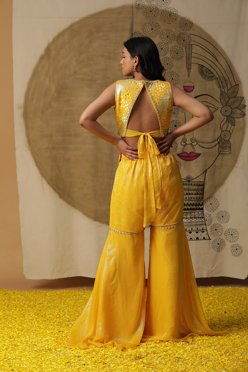 Lemon Yellow Cape Set - Auraya Fashion - - #tag1# - #tag2# - #tag3# - #tag3#