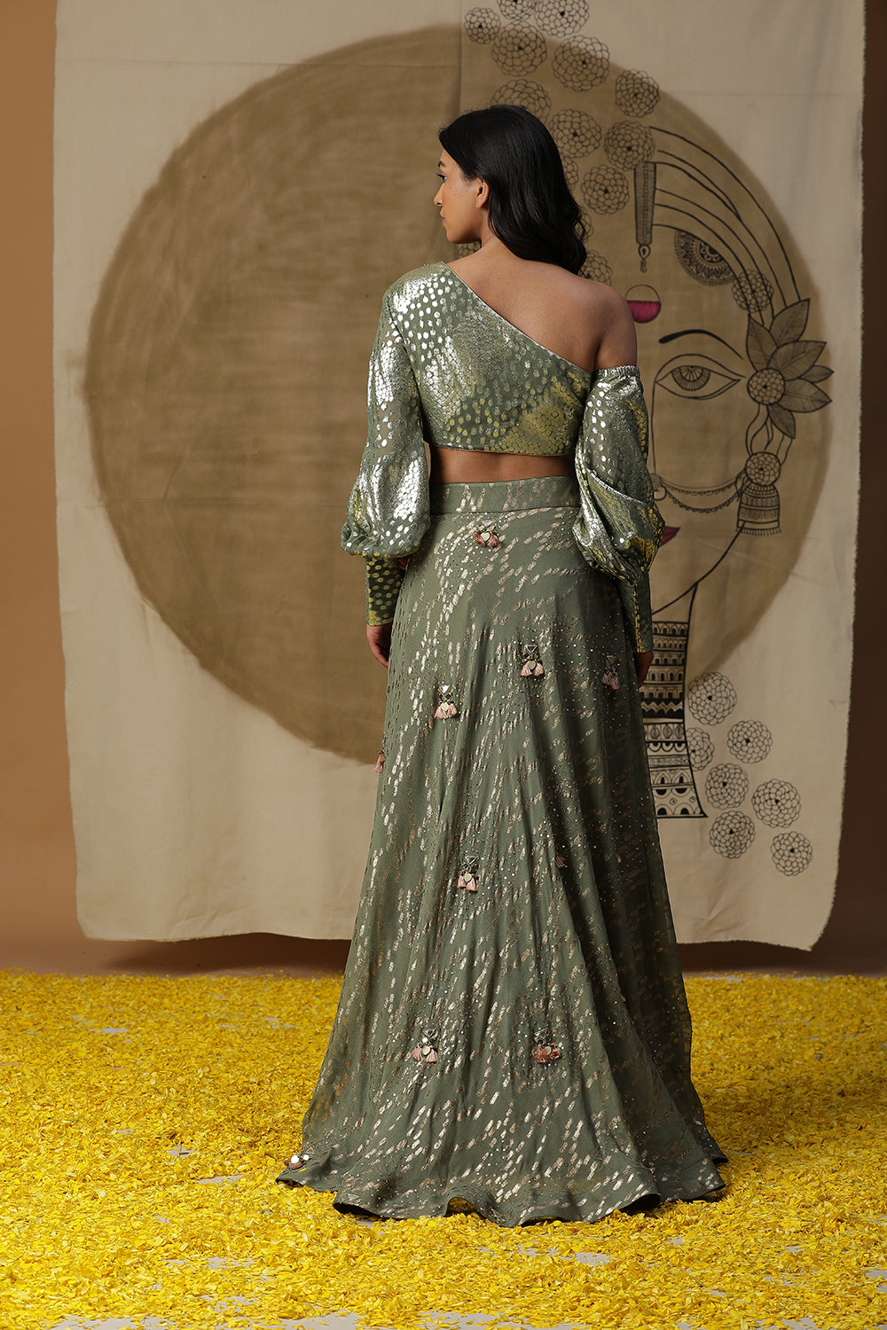 Pista Green Lehnga Set - Auraya Fashion - - #tag1# - #tag2# - #tag3# - #tag3#