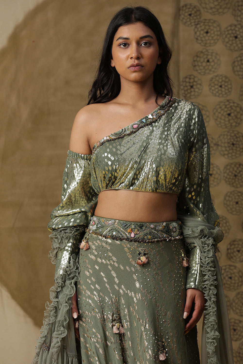 Pista Green Lehnga Set - Auraya Fashion - - #tag1# - #tag2# - #tag3# - #tag3#