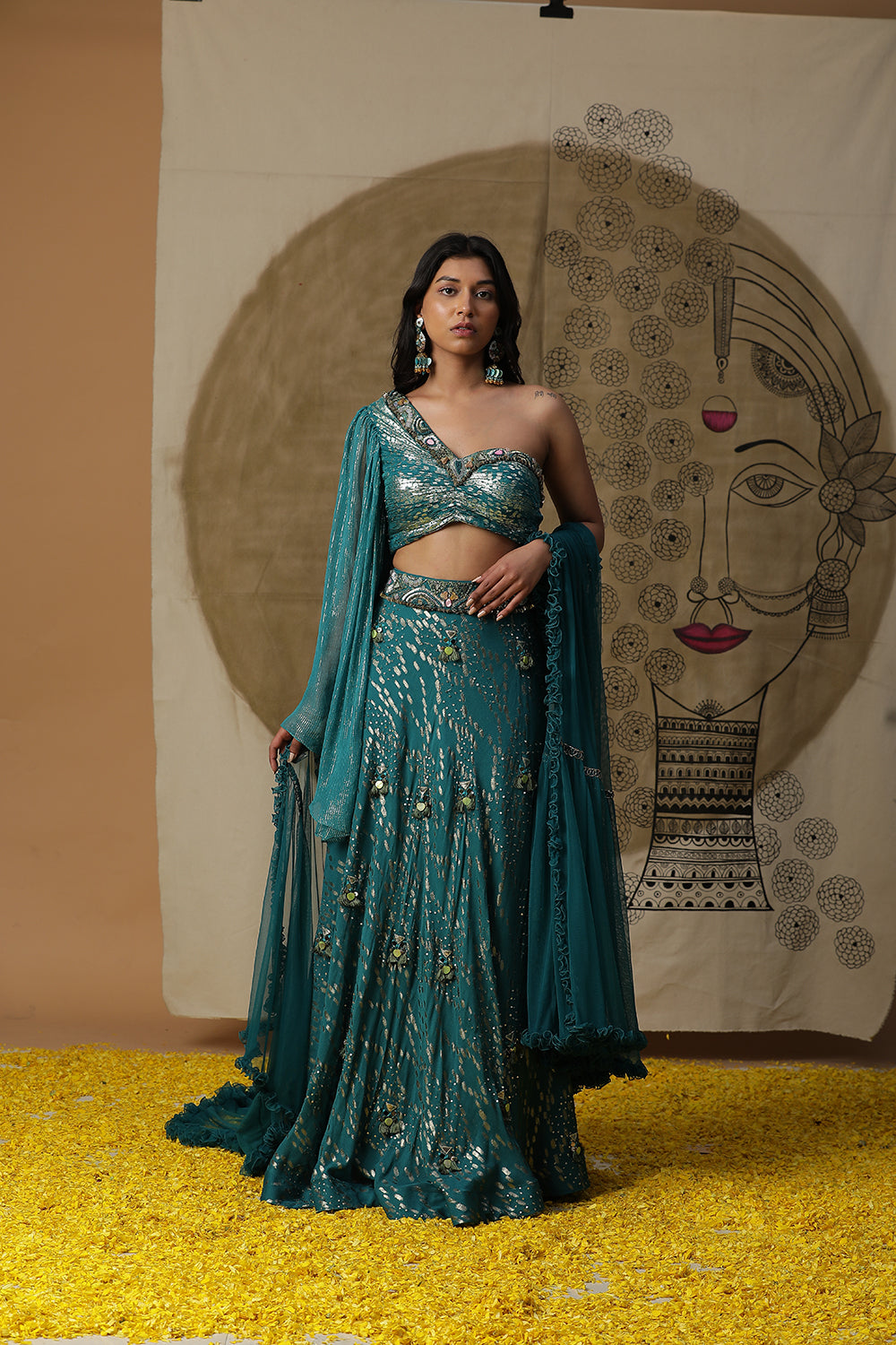 Teal Blue Lehnga Set - Auraya Fashion - - #tag1# - #tag2# - #tag3# - #tag3#