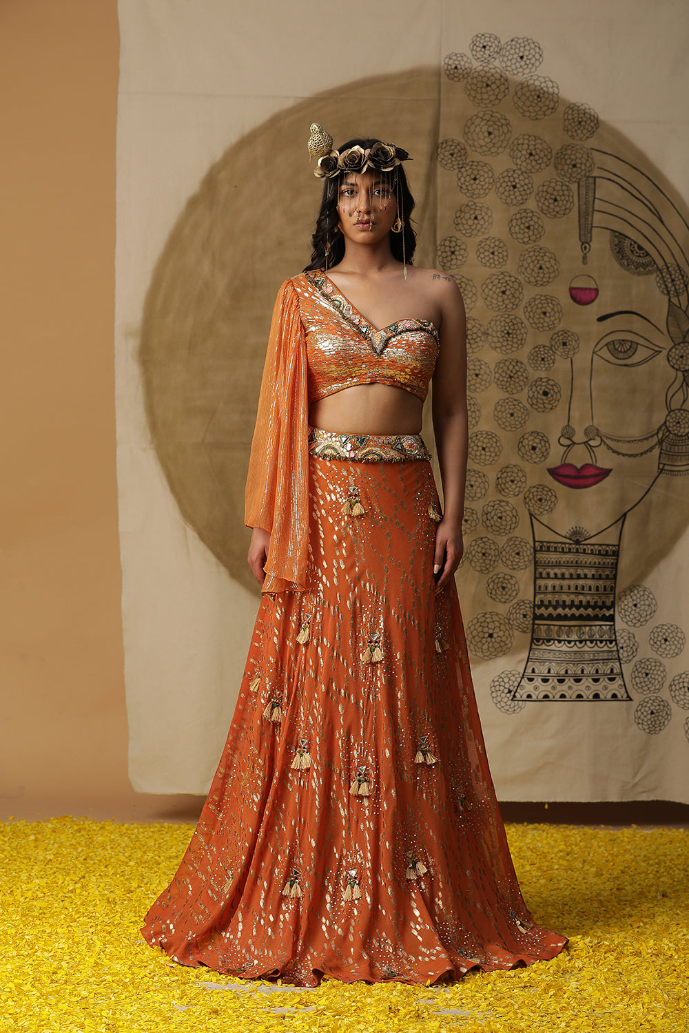Rust Orange Skirt Set - Auraya Fashion - - #tag1# - #tag2# - #tag3# - #tag3#
