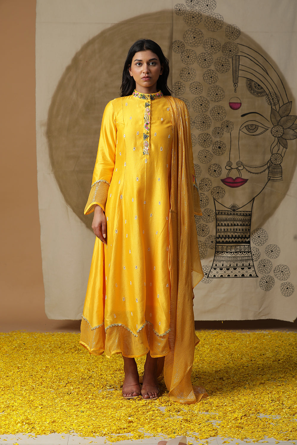 Yellow Cowl Drape Set