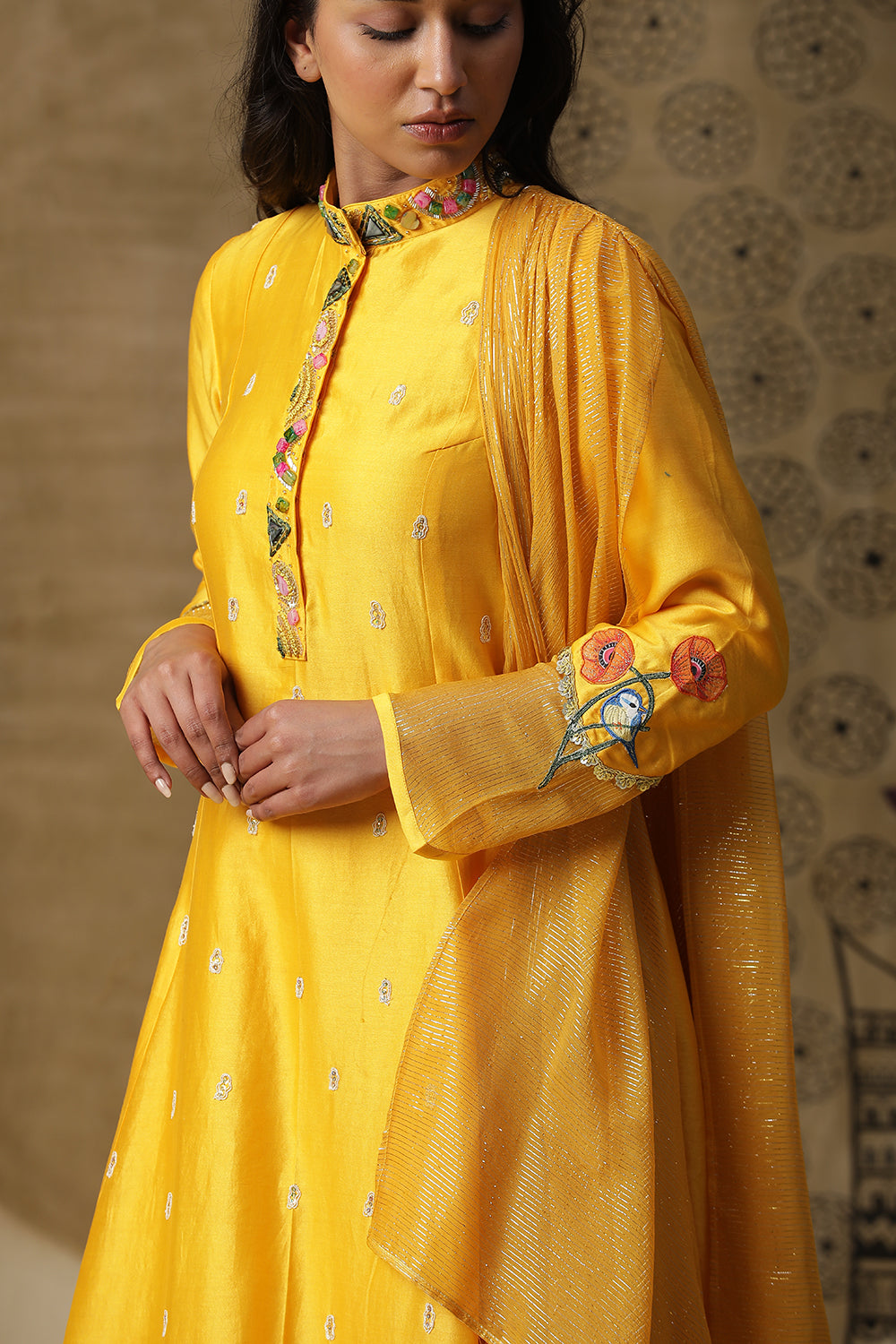 Yellow Cowl Drape Set