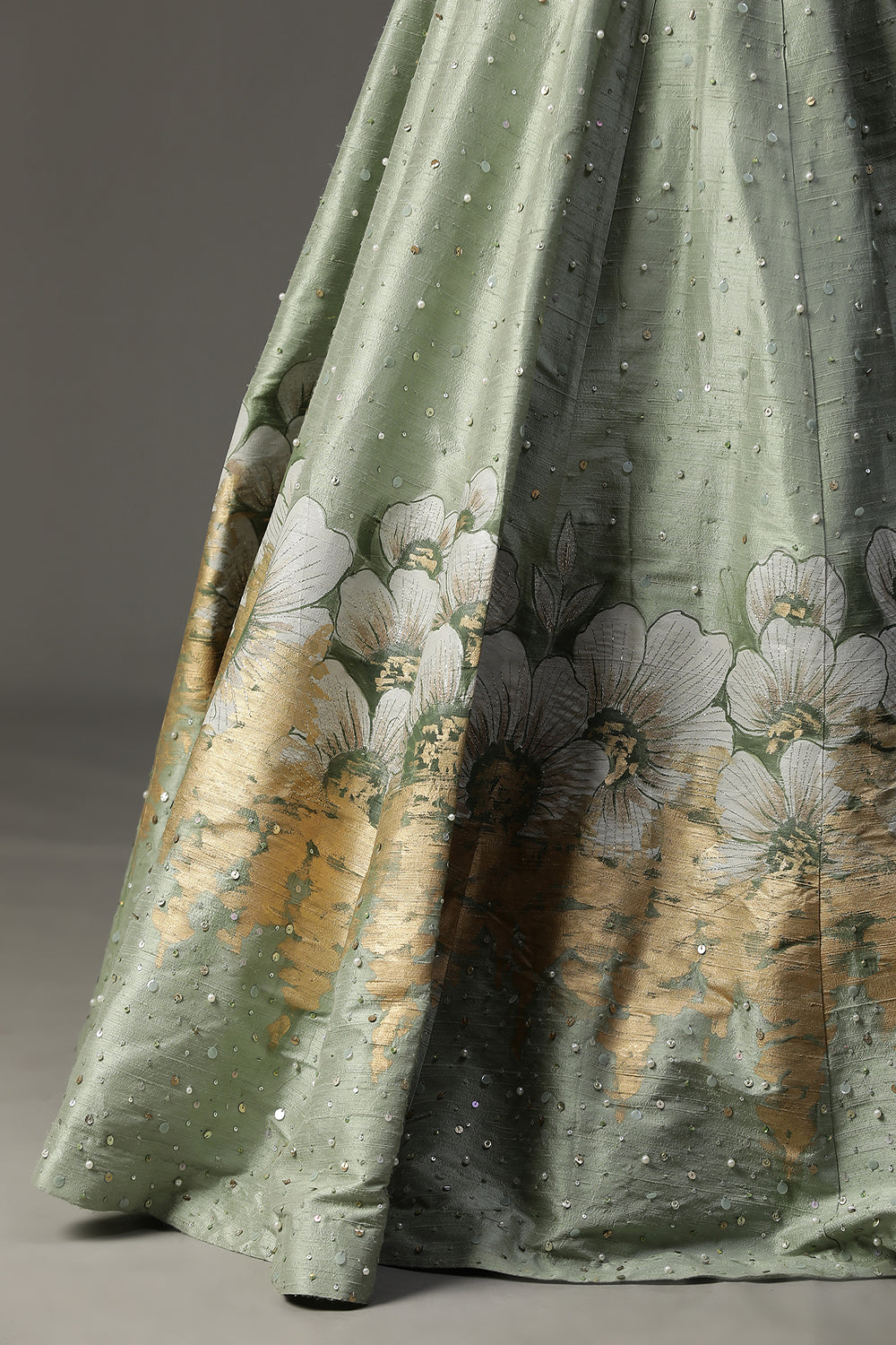 Sea Green Handpainted Lehenga Set - Auraya Fashion - - #tag1# - #tag2# - #tag3# - #tag3#