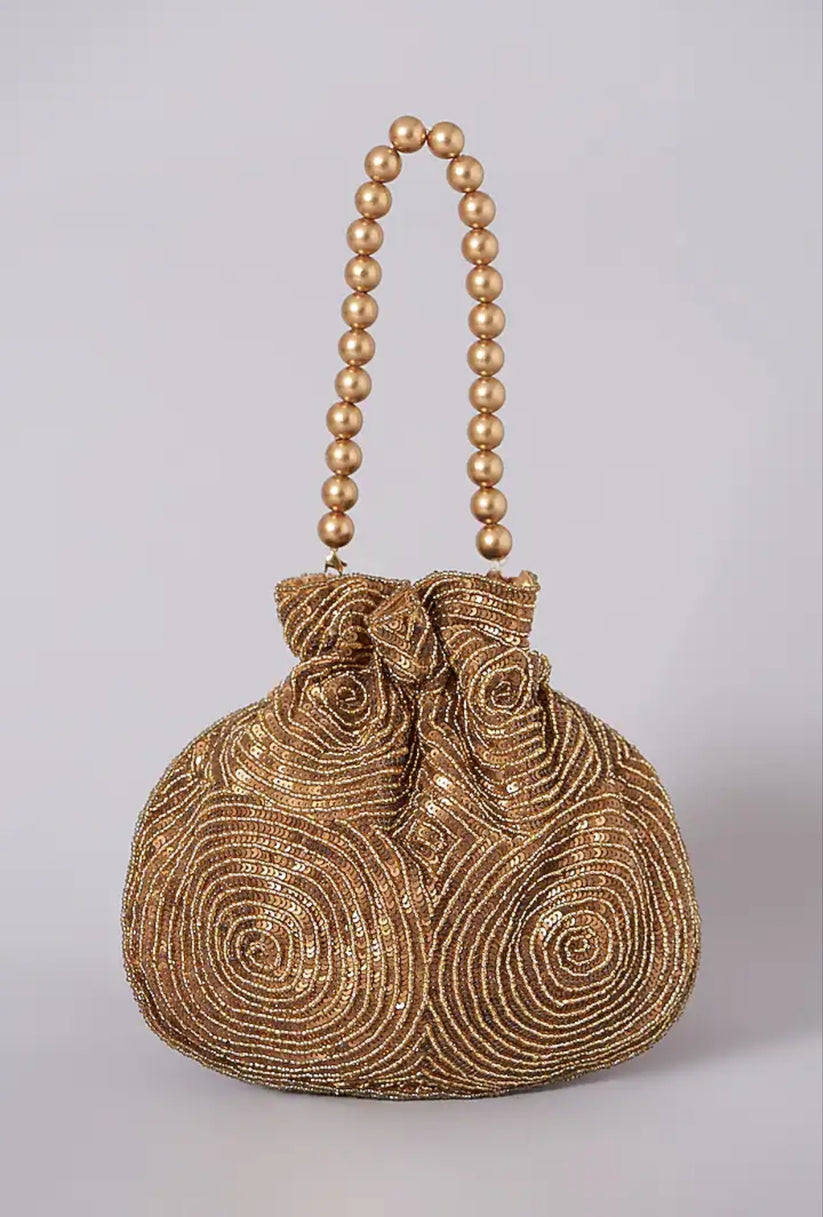 CYA Clutch Story Antique Gold Matka Potli Front 3