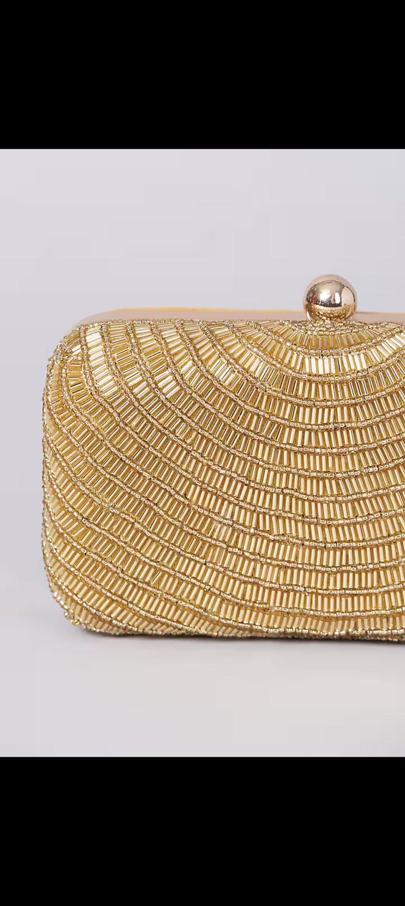 CY A Clutch Story Gold Beaded Clutch Closeup 1
