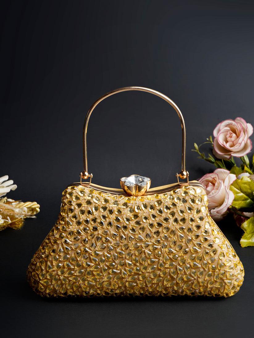 CY A Clutch Story Gold Topaz Clutch Front 1