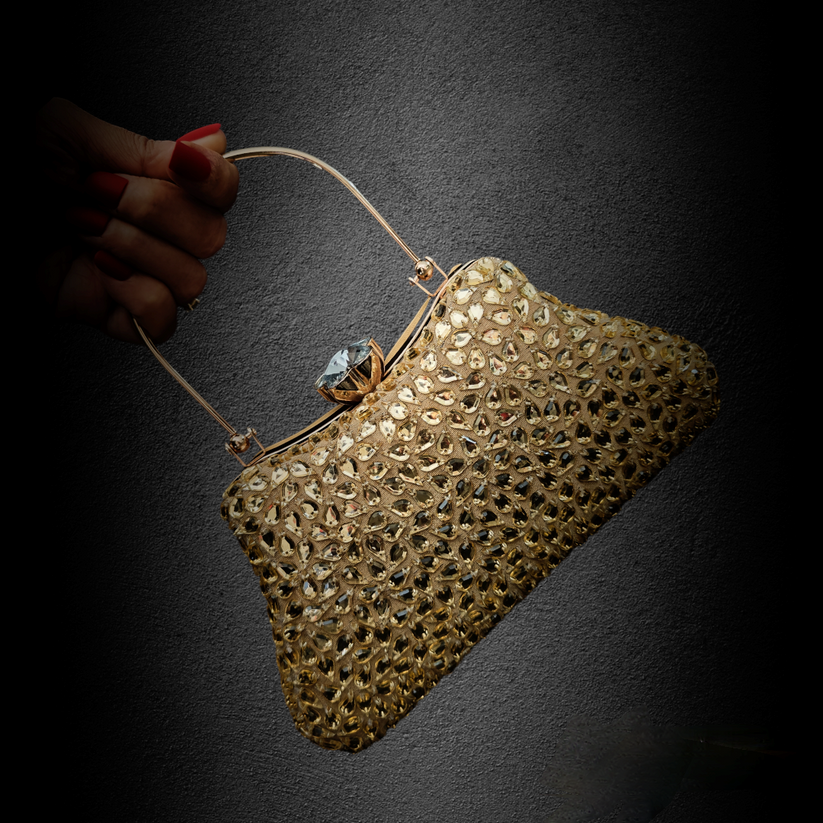CY A Clutch Story Gold Topaz Clutch Front 2