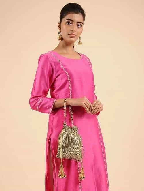 CY A Clutch Story Gold sequins Potli 2