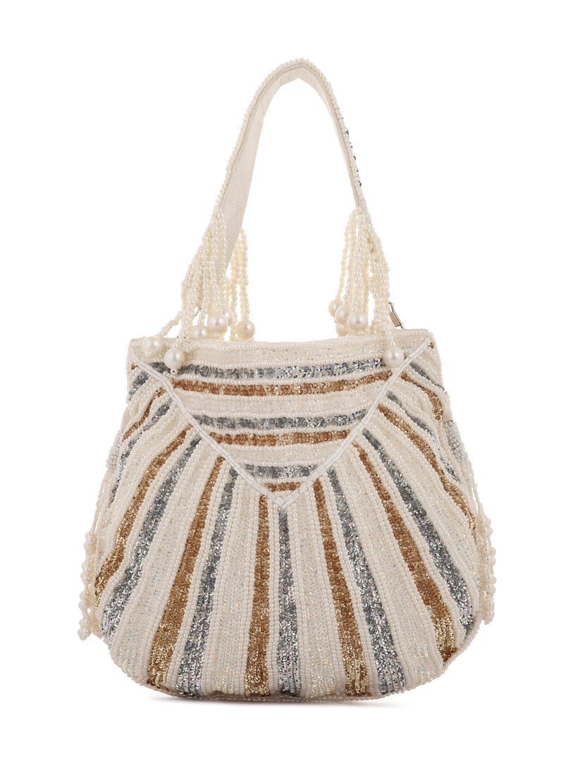 CY A Clutch Story Ice Metal Potli Front 3