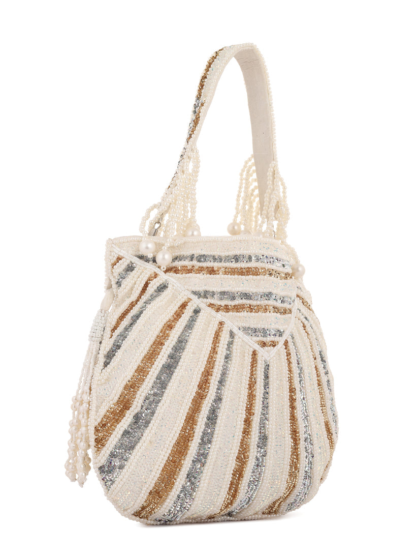 CY A Clutch Story Ice Metal Potli Front 4