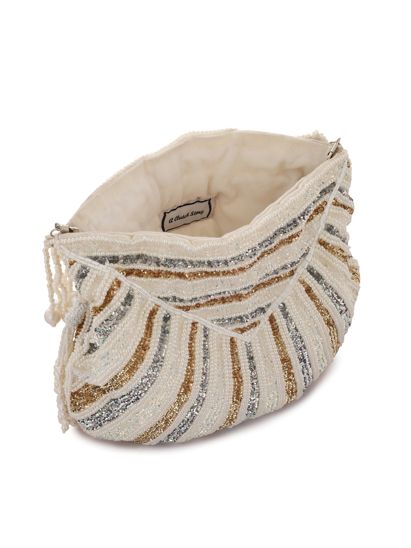 CY A Clutch Story Ice Metal Potli Front 5