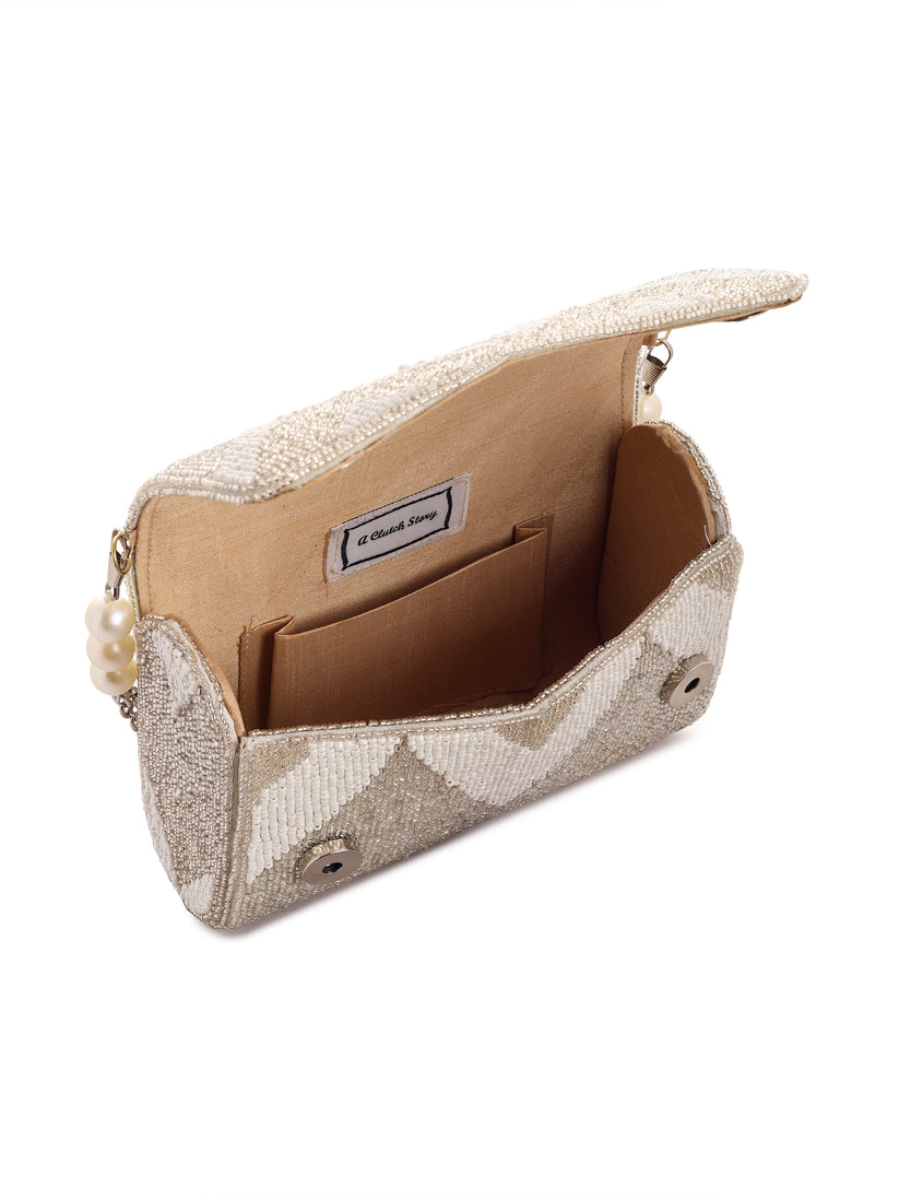 CY A Clutch Story Metallic Zigzag Flapover Front 4