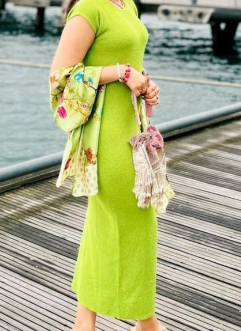 CY A Clutch Story Peri Pearl Tassel Hand Embroidered Potli Side 1