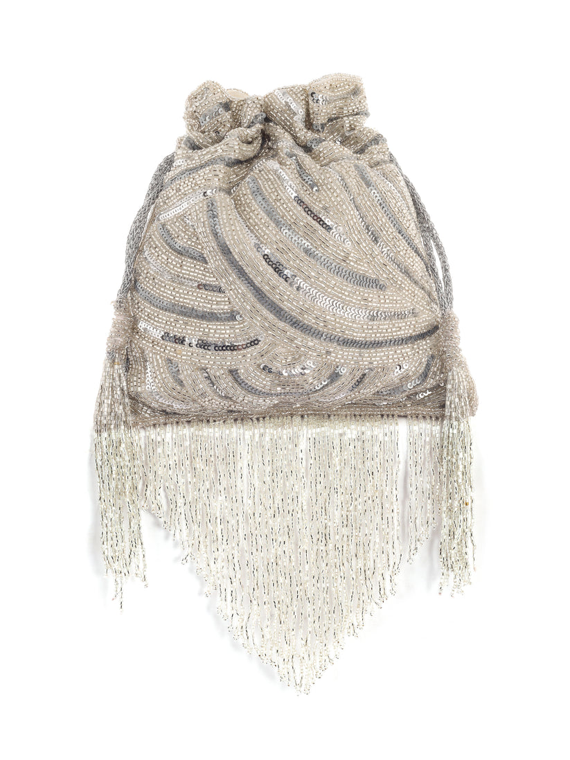 CY A Clutch Story Platinum Lux Potli Front 2