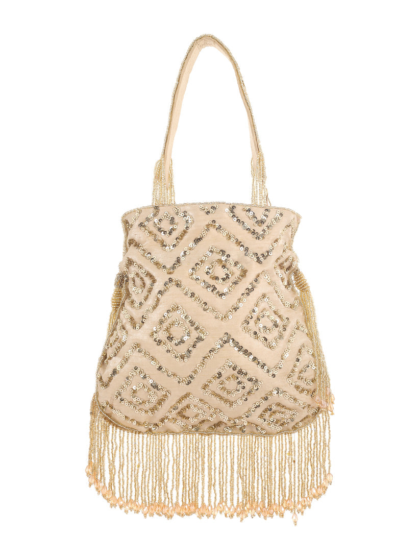 CY A Clutch Story Rhombus Sparkle Potli Front 4