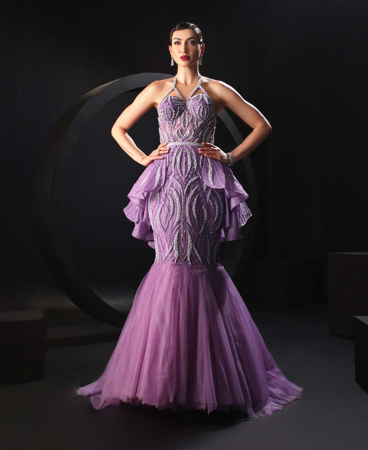 Lilac Pearl Peplum Gown Lilac Pearl Peplum Gown
