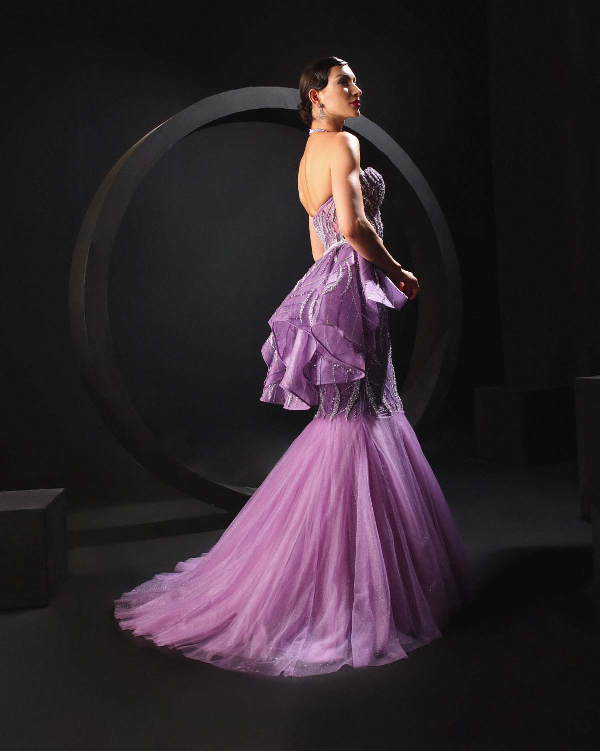 CY Amit Gt Lilac Pearl Peplum Gown Side 1