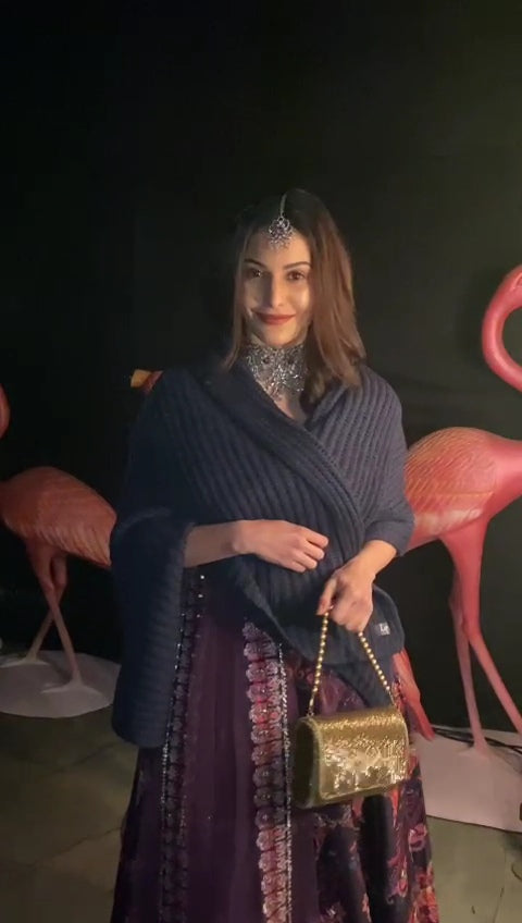 CY Amyra Dastur In Gold Weave Flapover Clutch By A Clutch Story