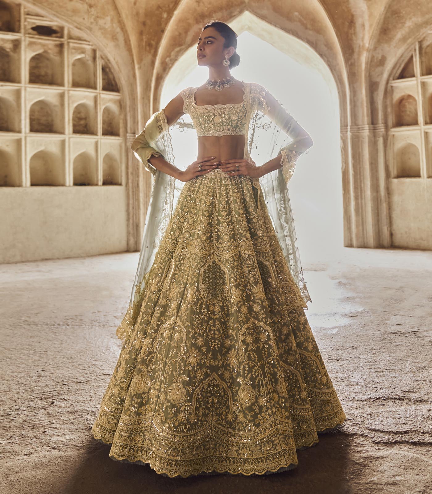 CY Anushree Reddy Blue Naina Lehenga Set Front 1