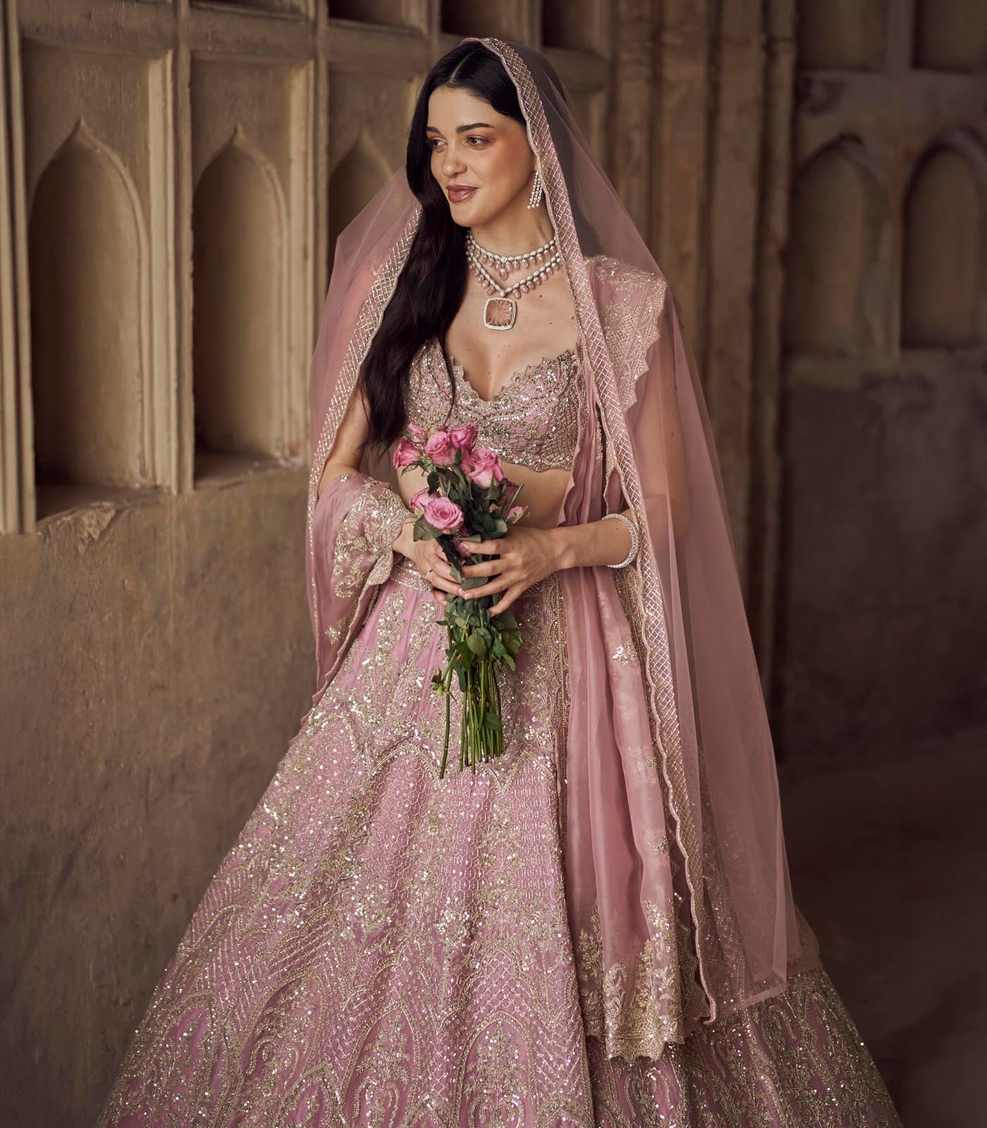 CY Anushree Reddy Blush Pink Akhila Lehenga Set Close Up 2