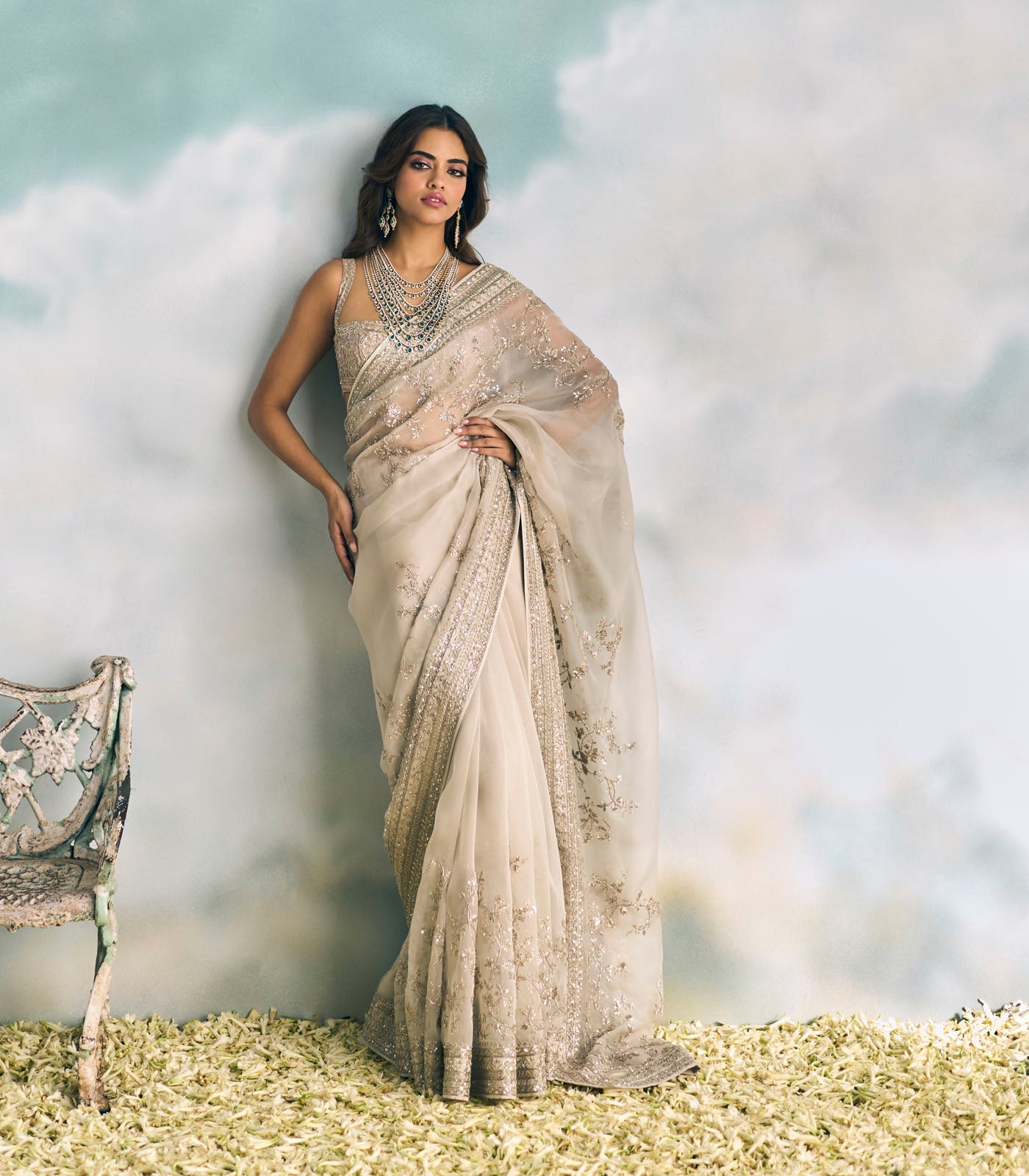 CY Anushree Reddy Ivory Avika Saree Set Full 2