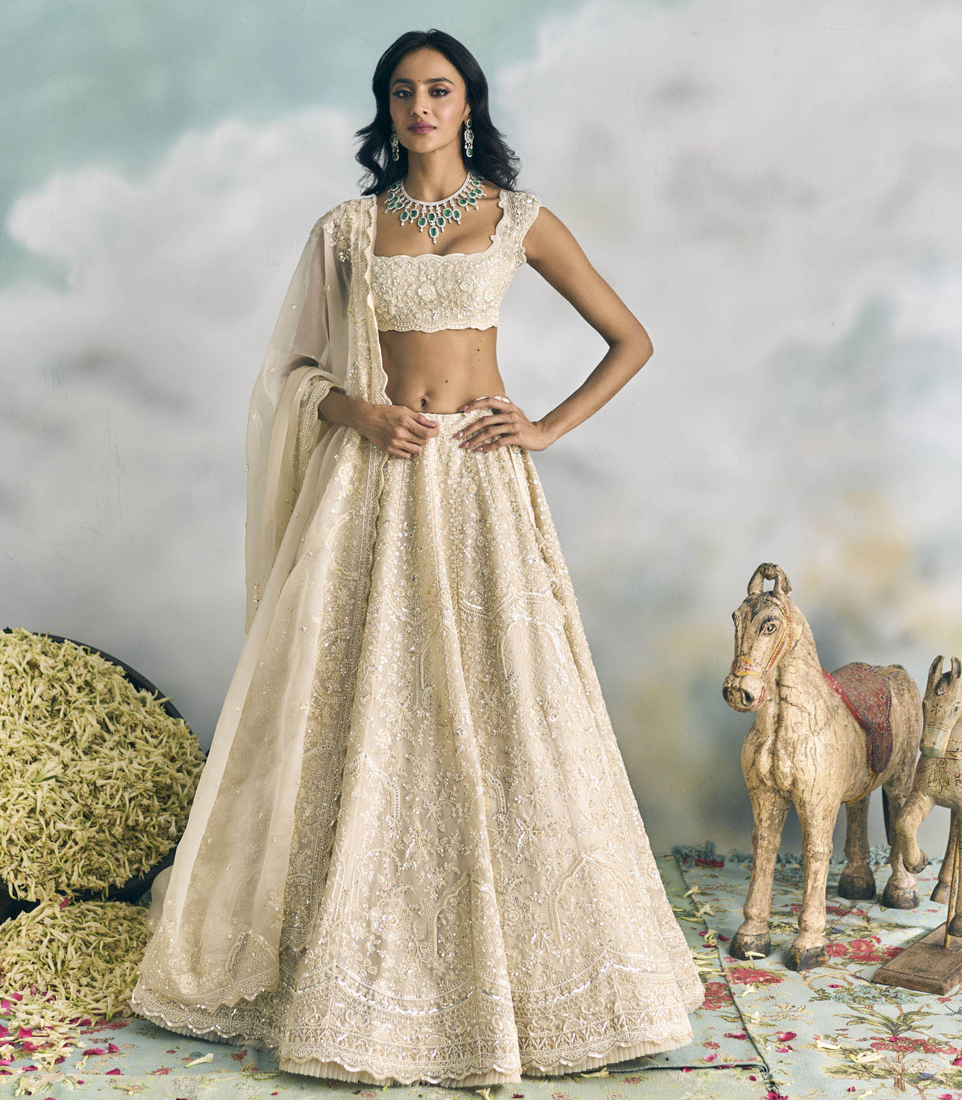 CY Anushree Reddy Ivory Naina Lehenga Set