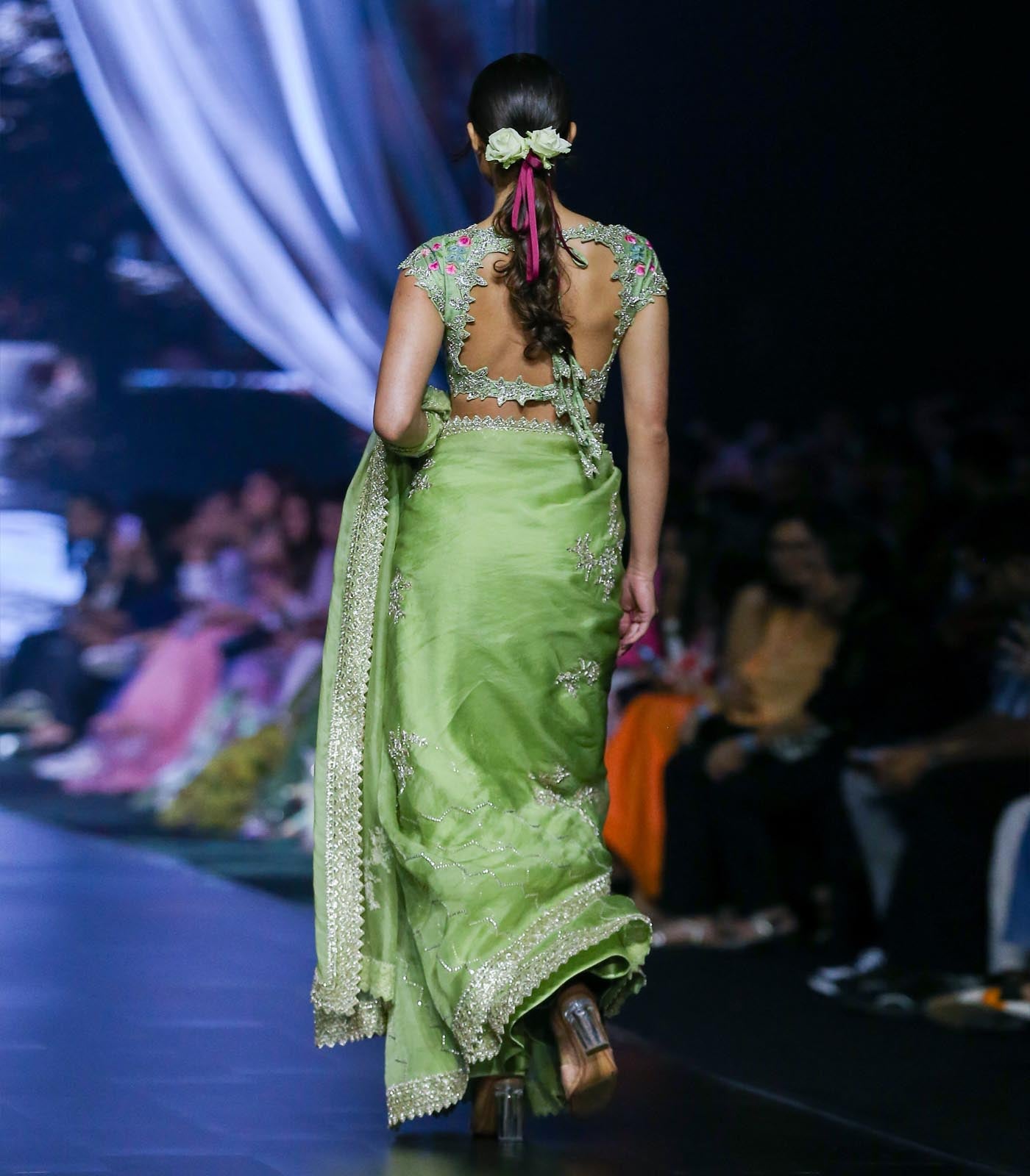 CY Anushree Reddy Junoon - Green Embrodiered Saree Set Back 1