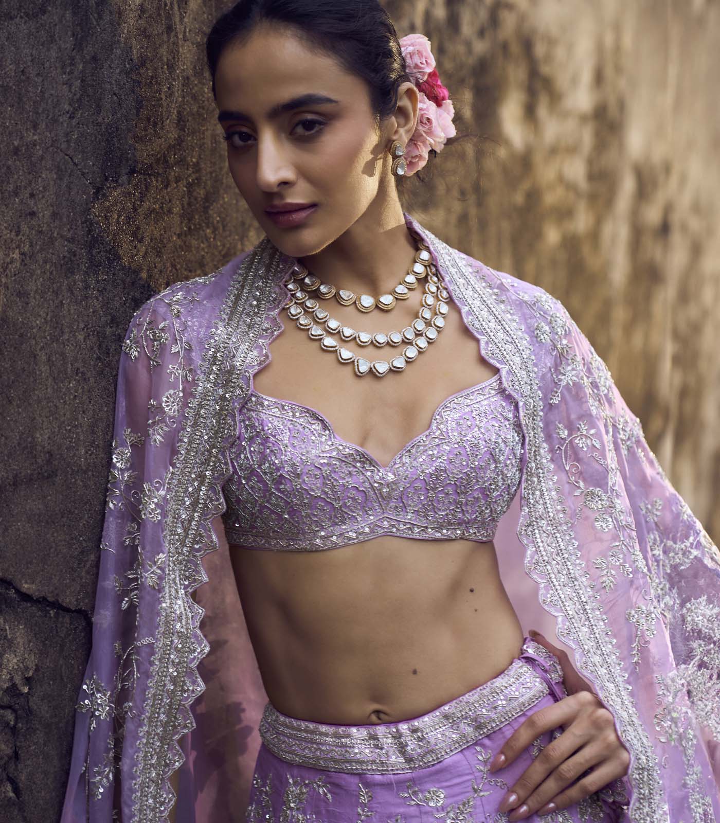 CY Anushree Reddy Lavender Jiya Lehenga Set Close Up
