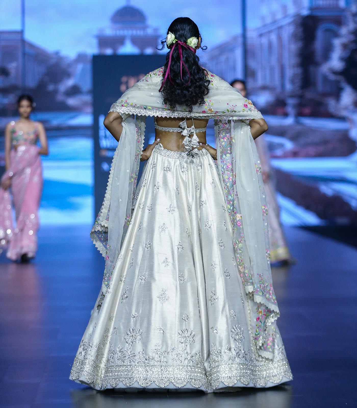 CY Anushree Reddy Mehwish - Ivory Embrodiered Lehenga Set Back 1