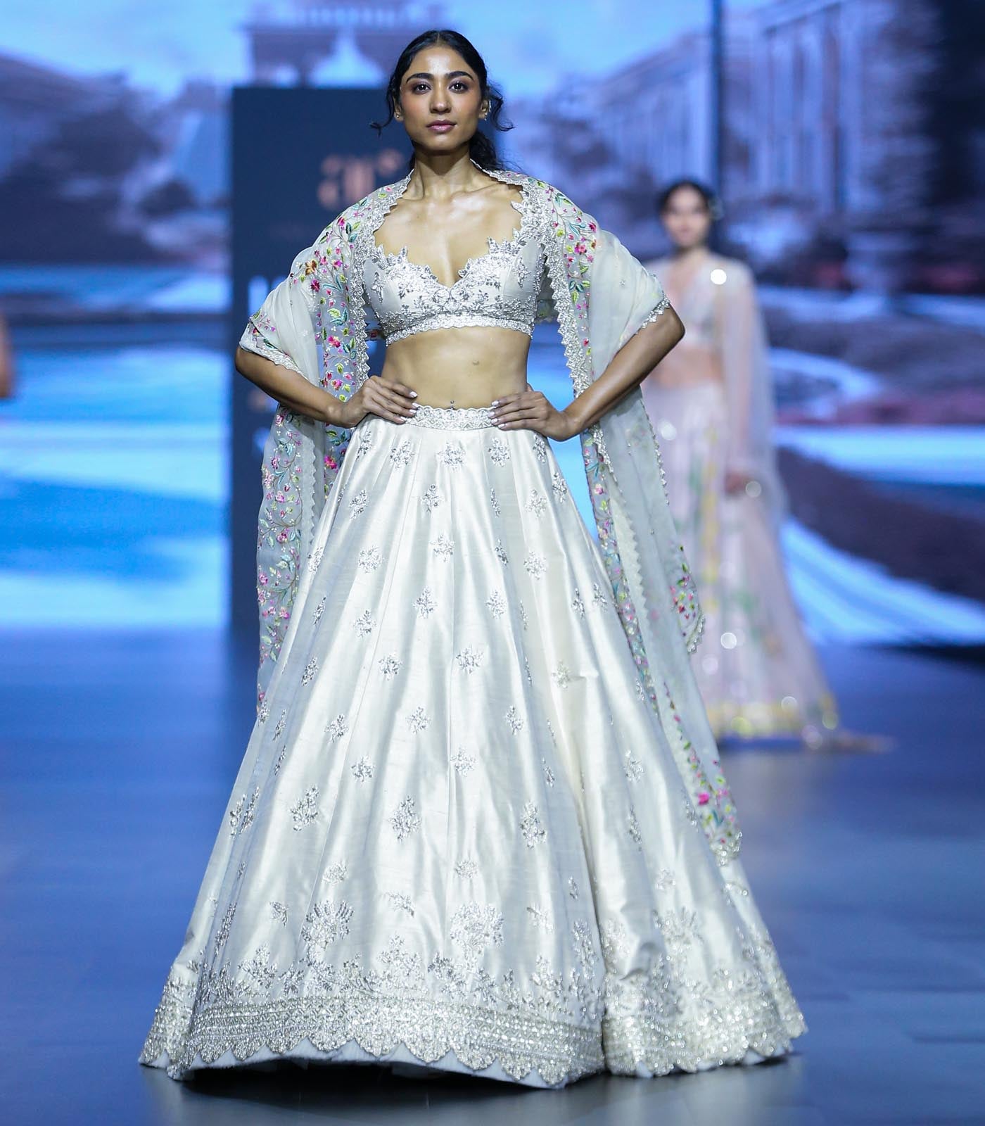 CY Anushree Reddy Mehwish - Ivory Embrodiered Lehenga Set Front 1