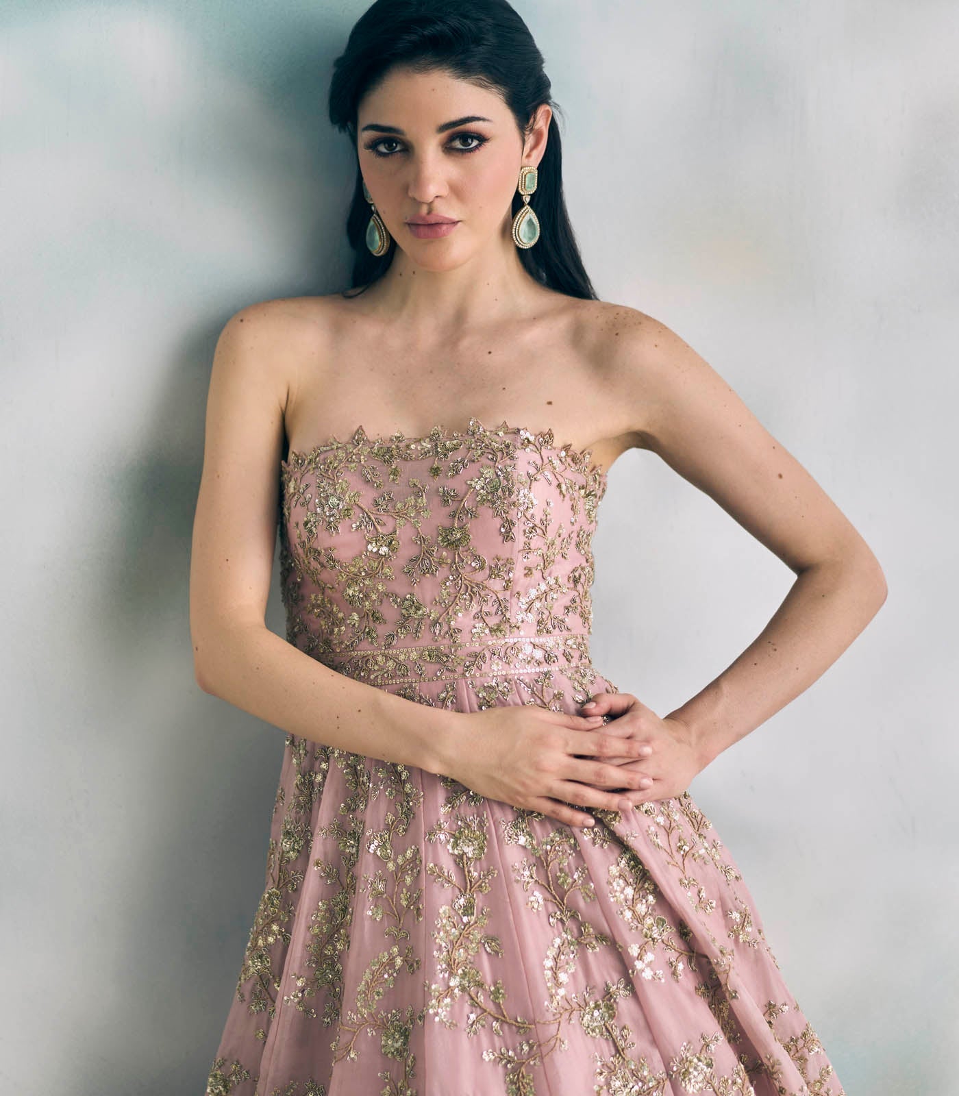 CY Anushree Reddy Pink Chamak Gown Close Up