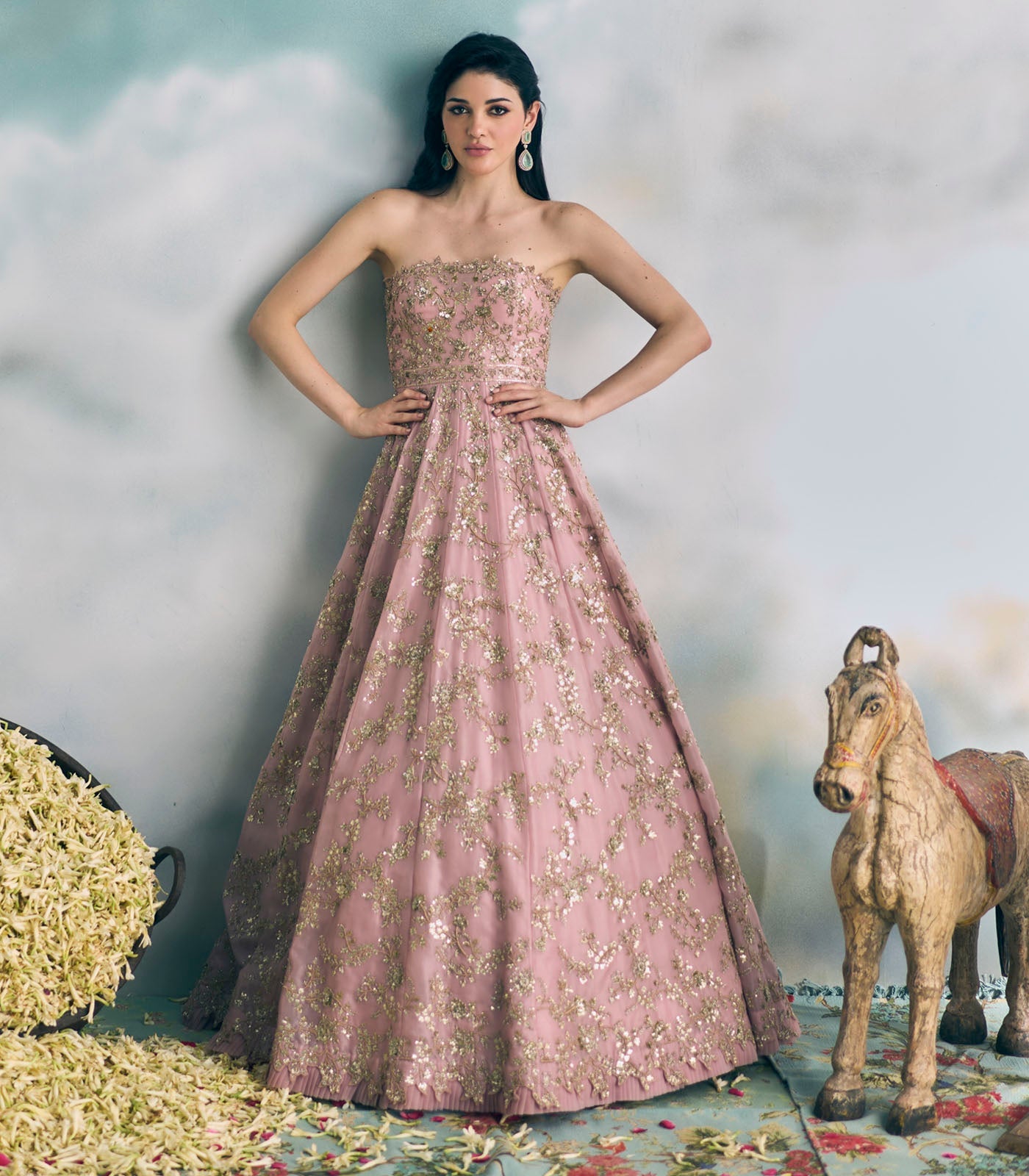 CY Anushree Reddy Pink Chamak Gown Full Front 1
