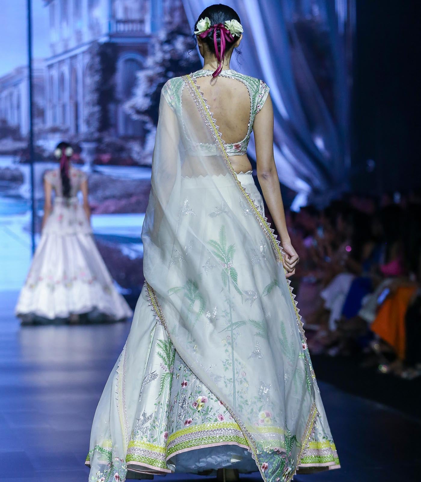 CY Anushree Reddy Saadiya - Ivory Embrodiered Lehenga Set Back 1