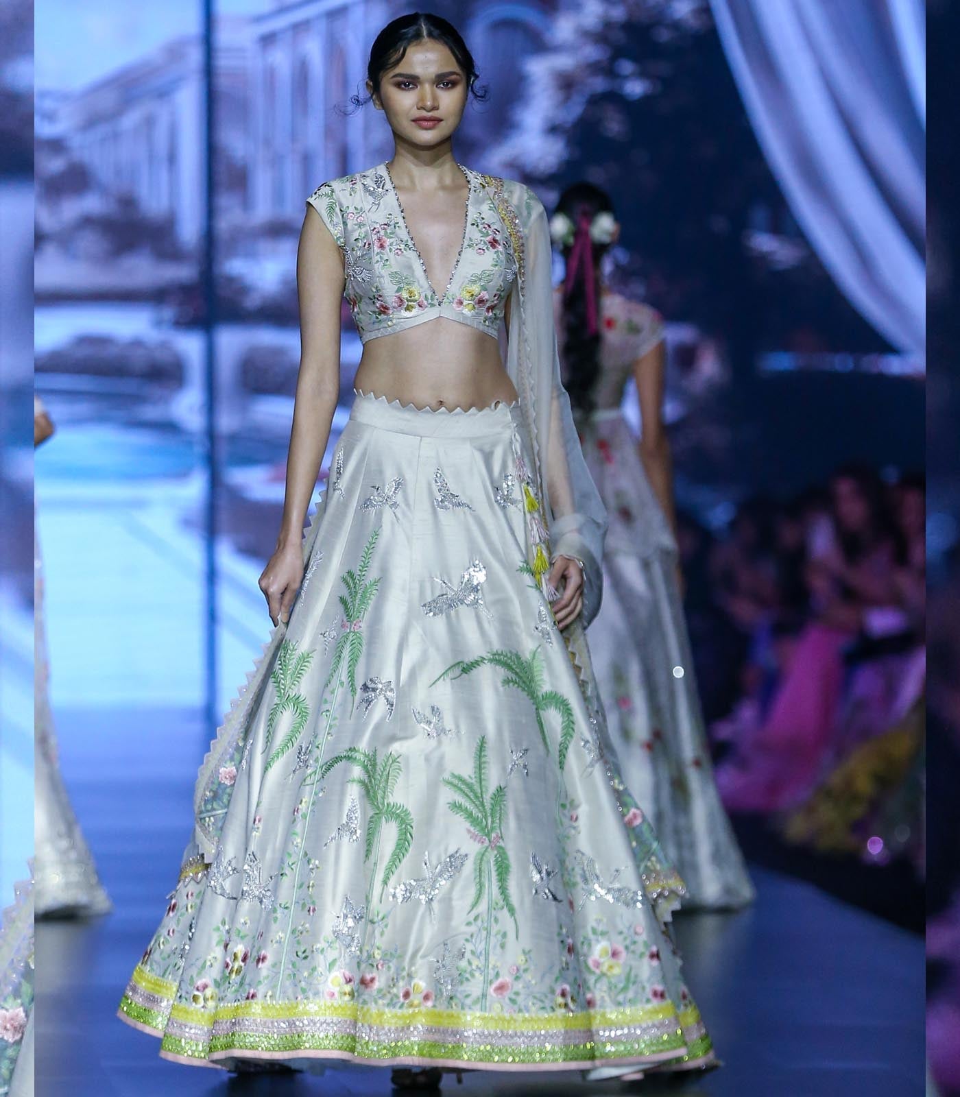 CY Anushree Reddy Saadiya - Ivory Embrodiered Lehenga Set Front 1