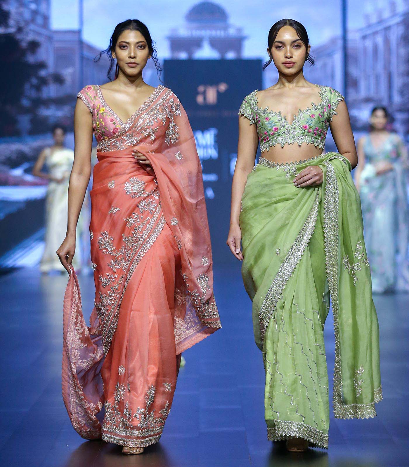 CY Anushree Reddy THITHLI - Coral Embrodiered Saree Set Front 1