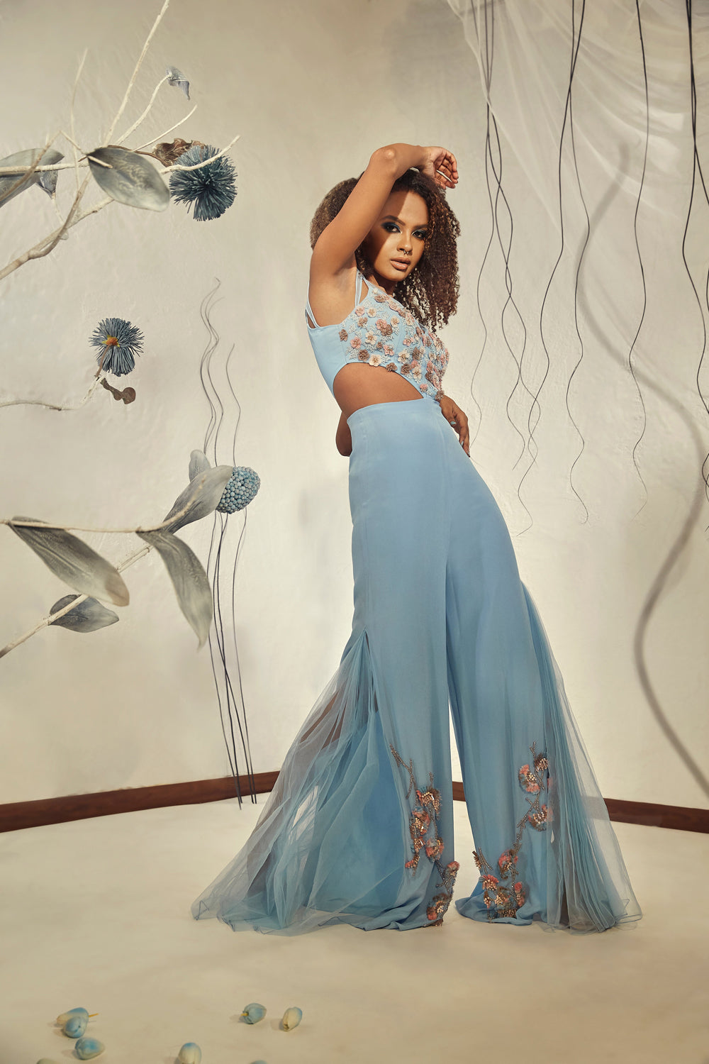 Blue Cut-Out Jumpsuit