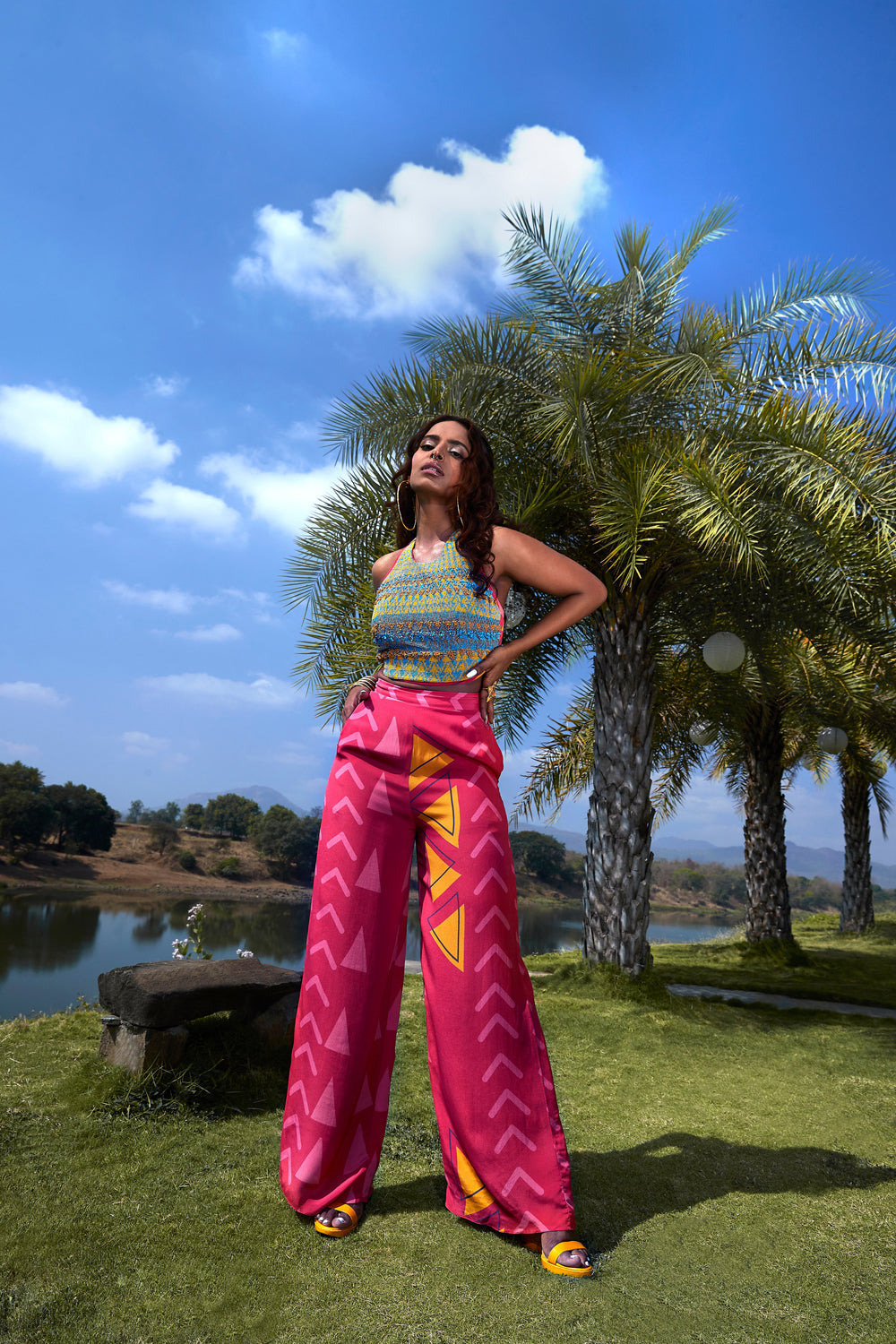 Pink Backless Top With Pants