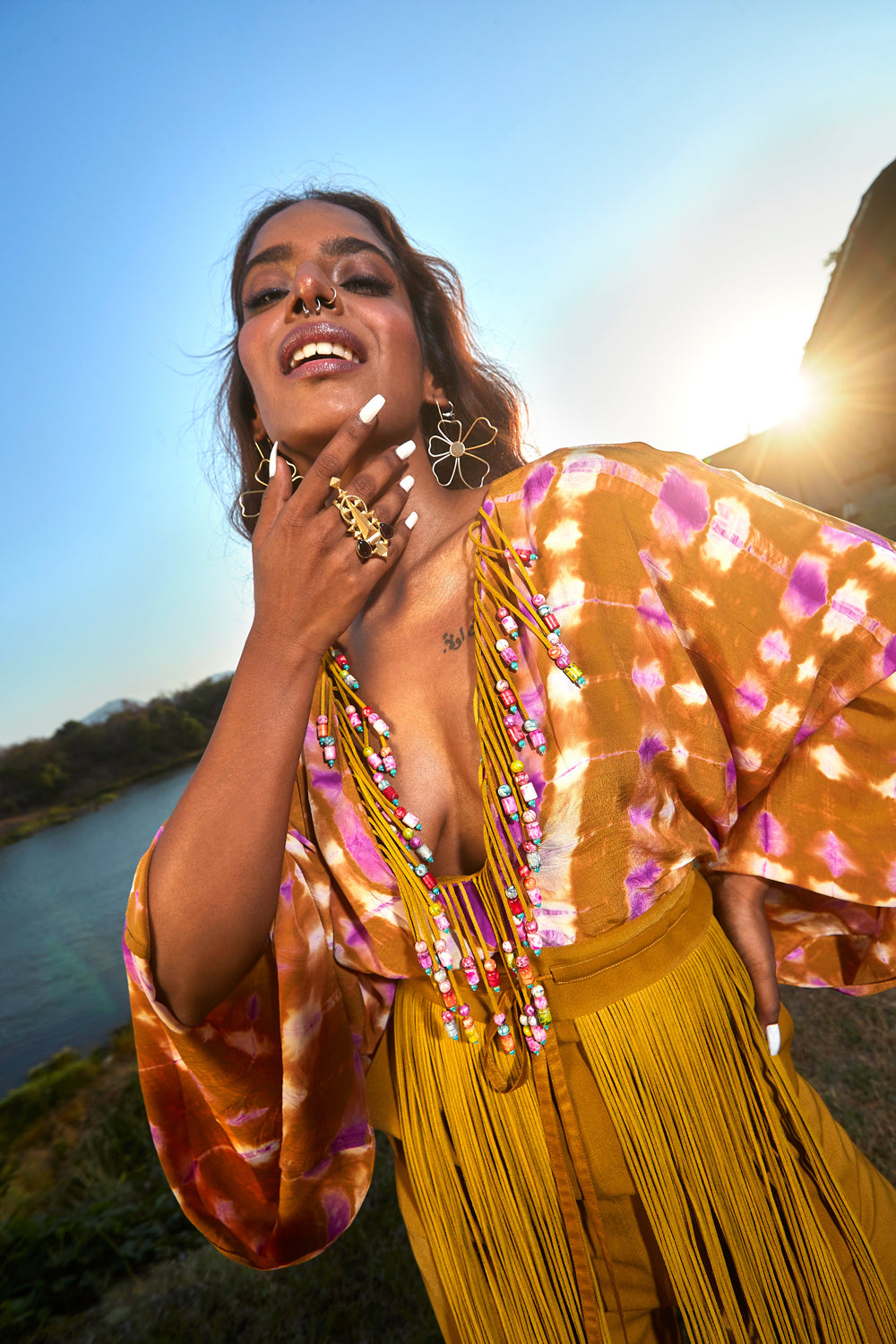 Olive Jumpsuit with Plunging Neckline