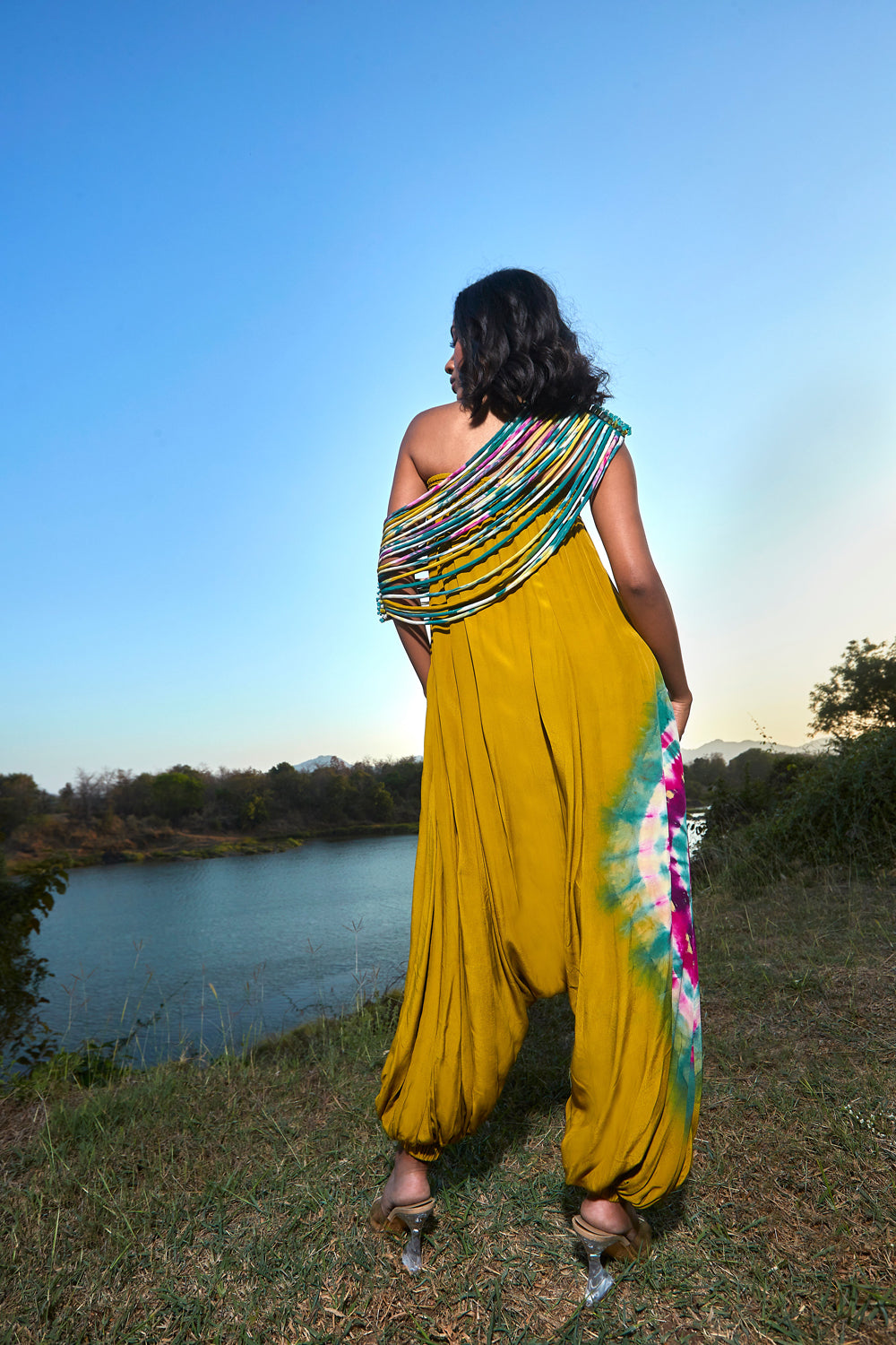 Green Jumpsuit with Corded Throw