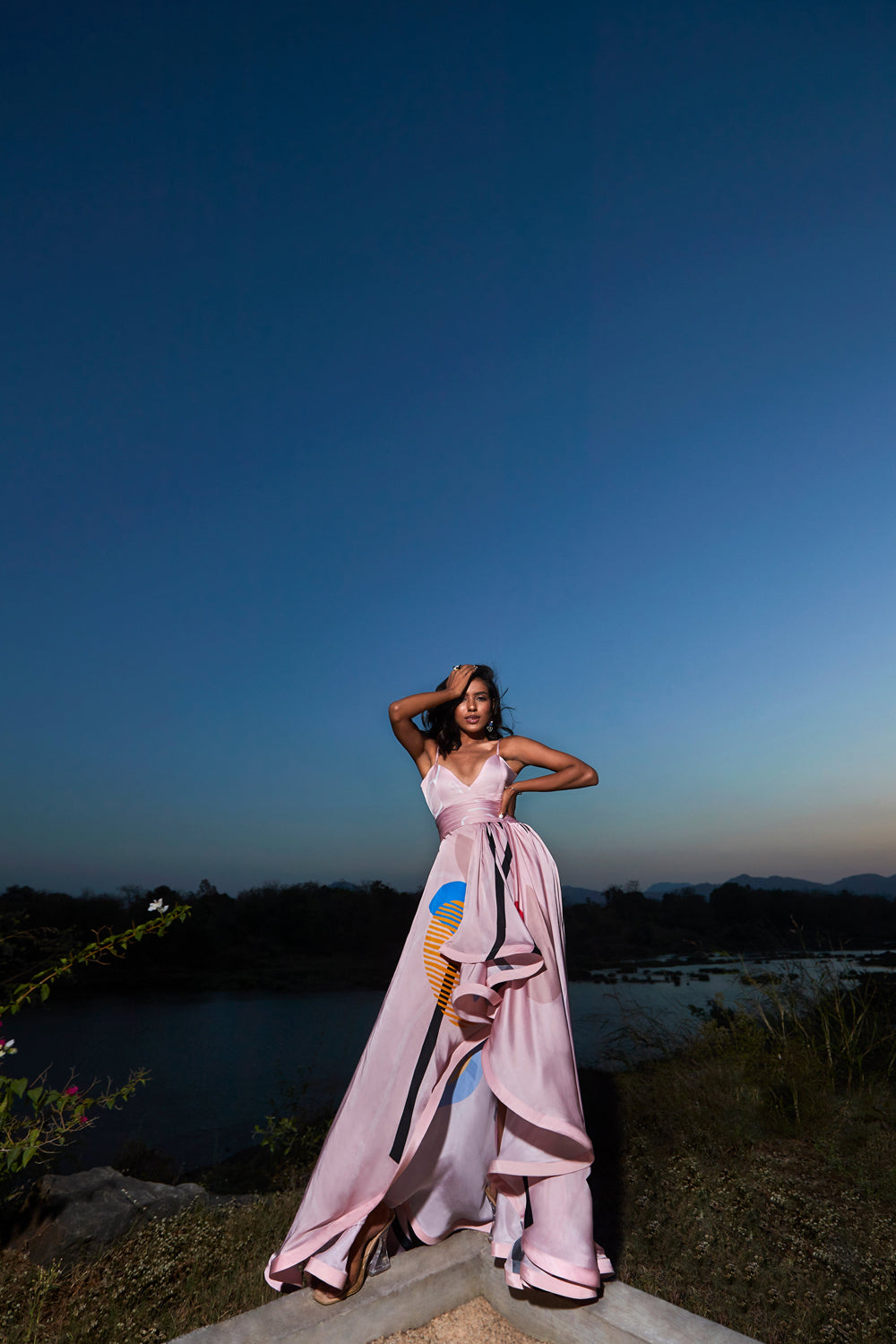 Pink Satin Long Dress