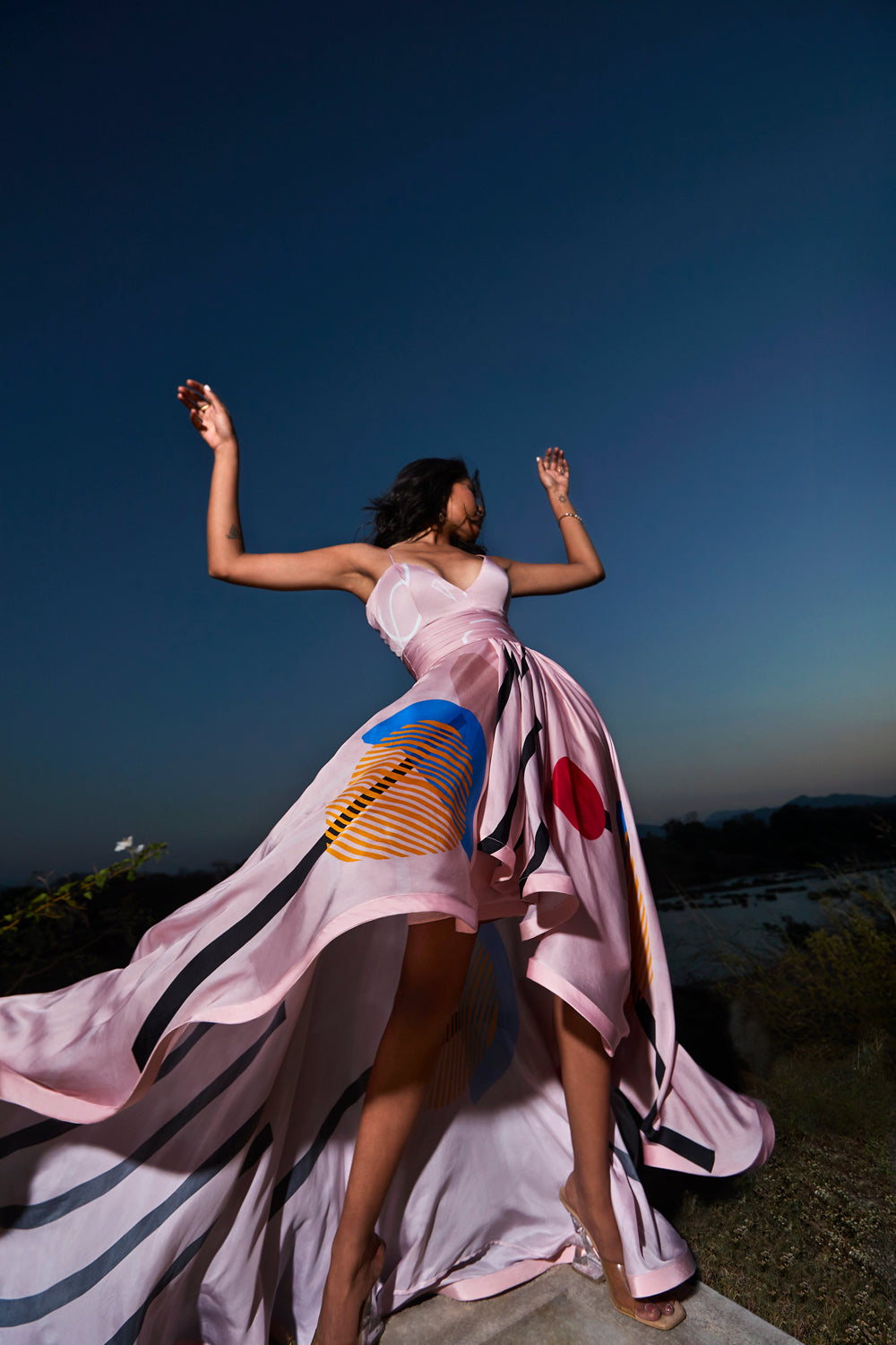 Pink Satin Long Dress