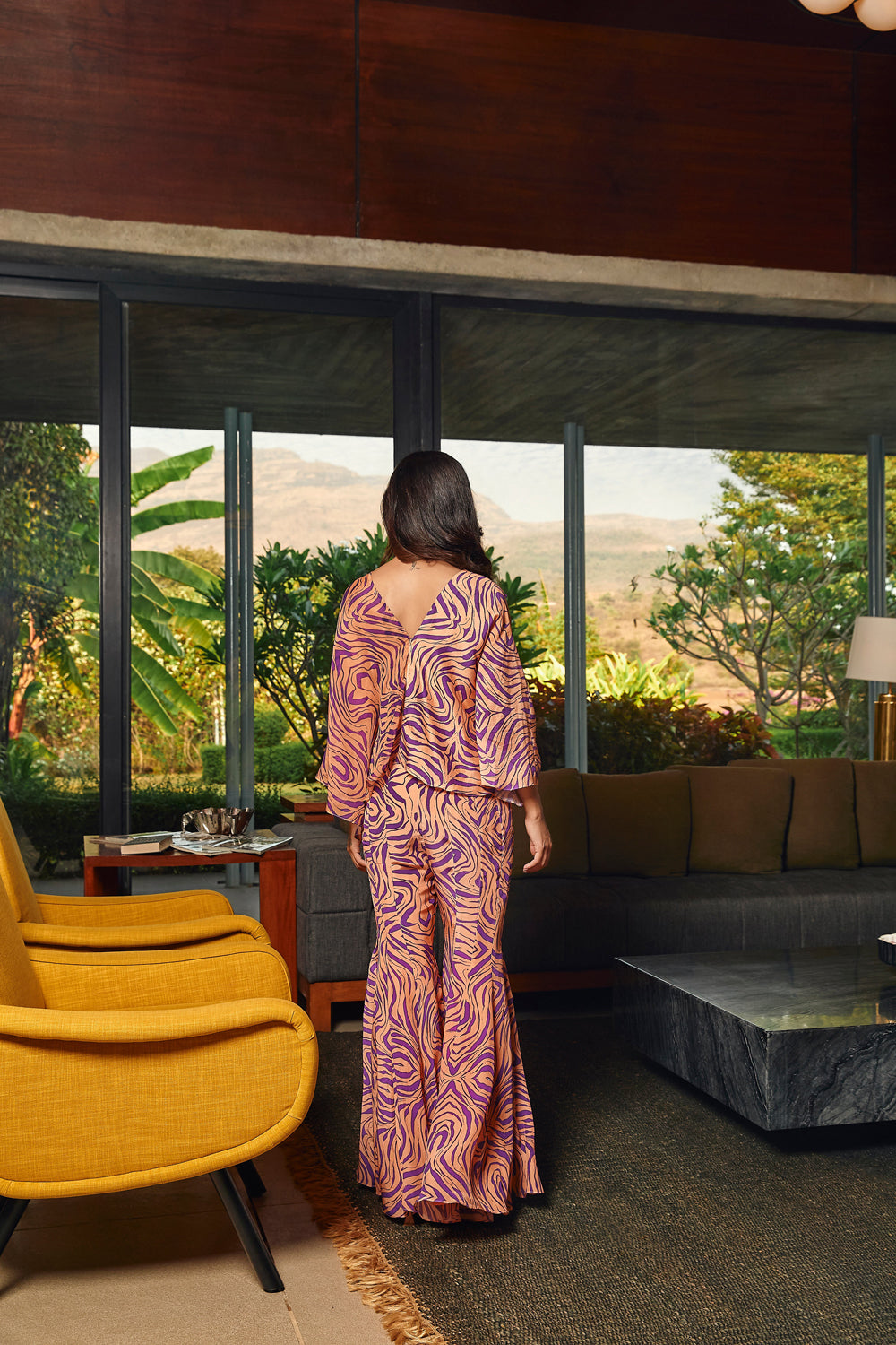 Printed Peach Fuzz Kaftan Style Short Top