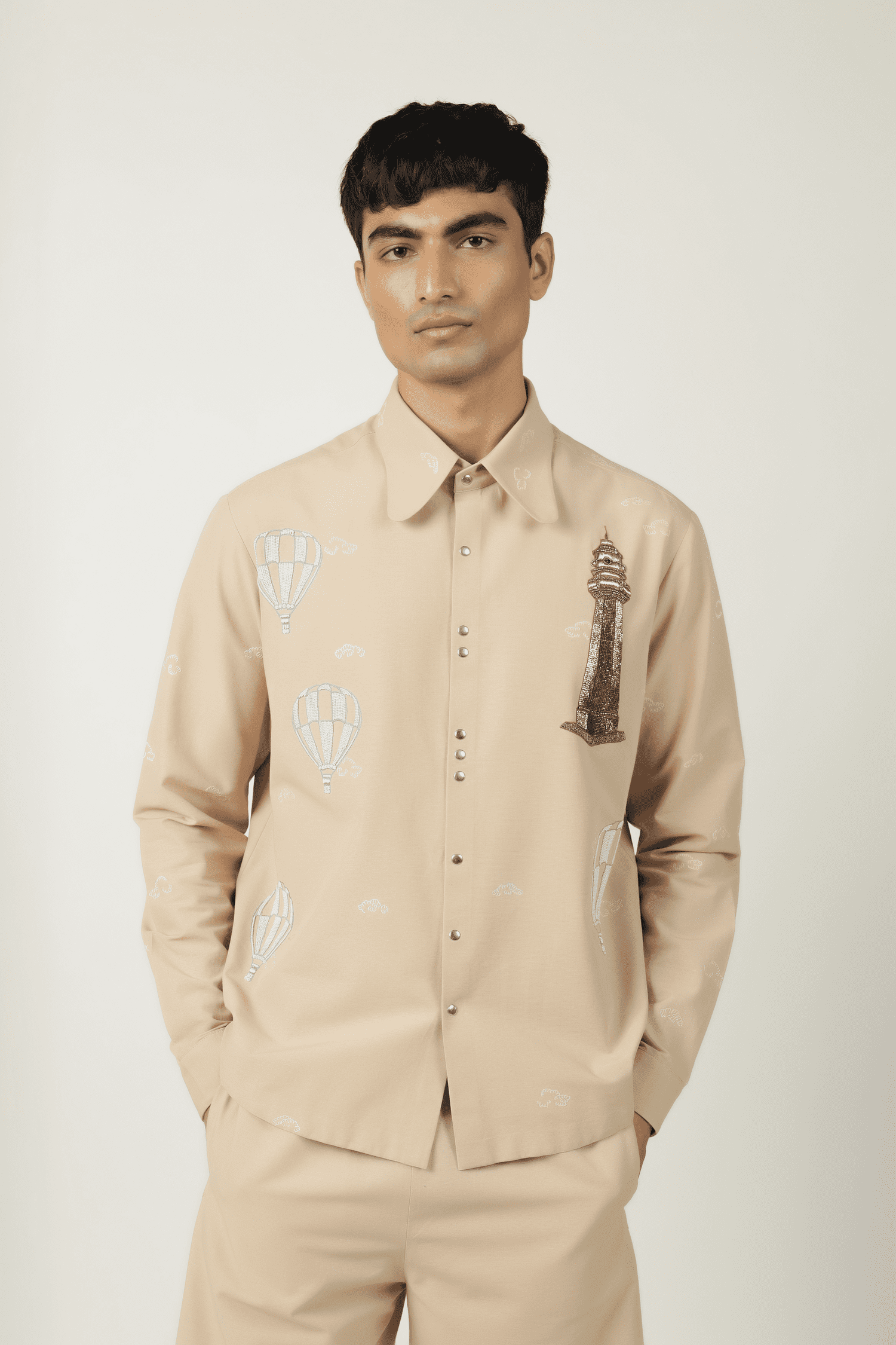Lighthouse,Airballoons & Clouds Shirt With Shorts