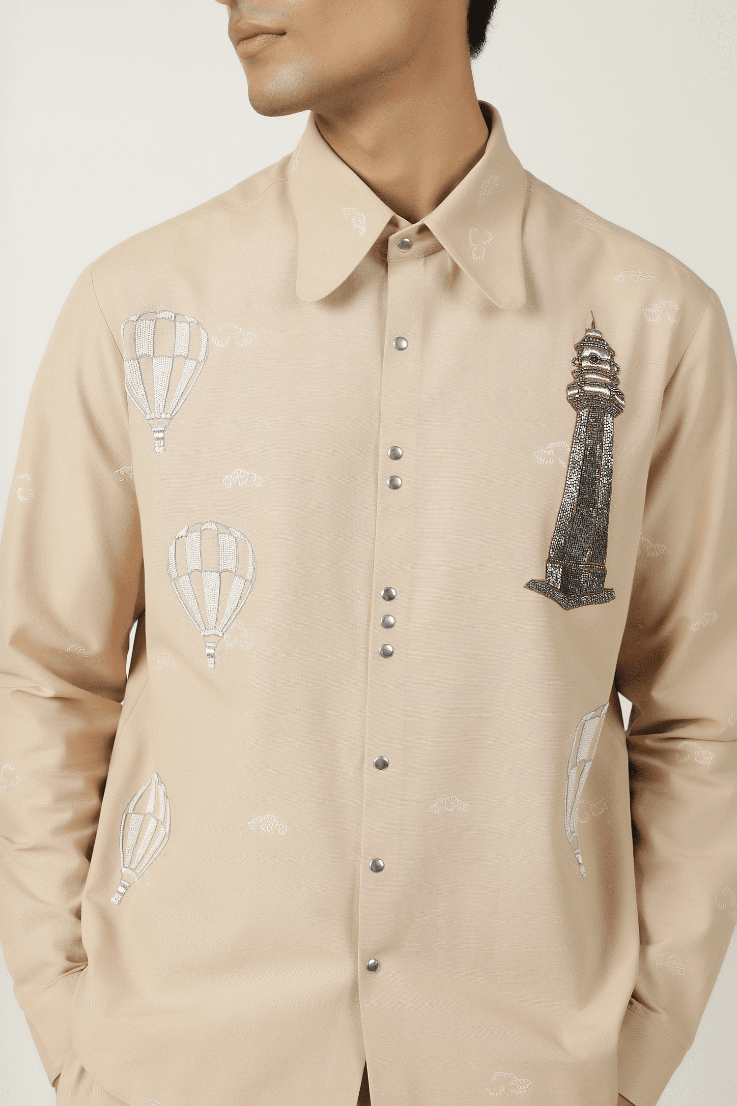 Lighthouse,Airballoons & Clouds Shirt With Shorts