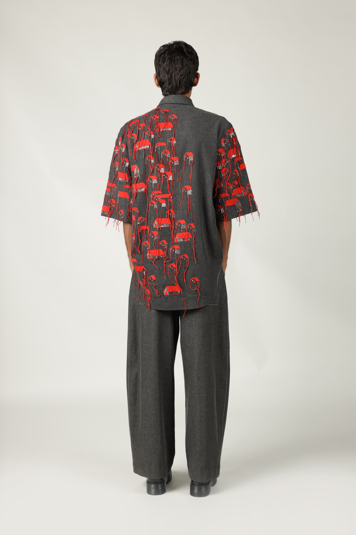 Pants Of "(Tiny Houses Flap High-Low Oversized Shirt )"