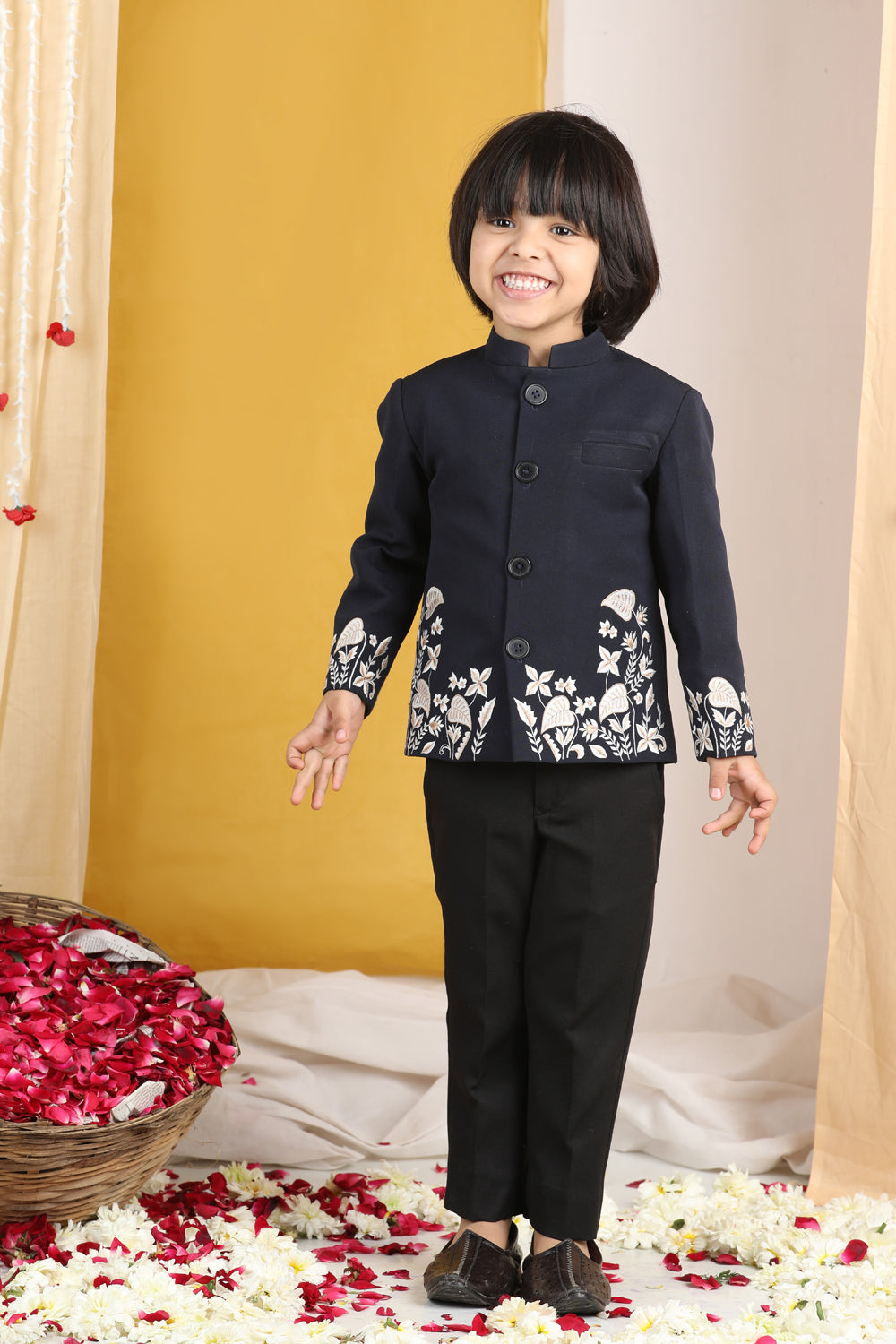Black Thread Embroidery Sherwani Set